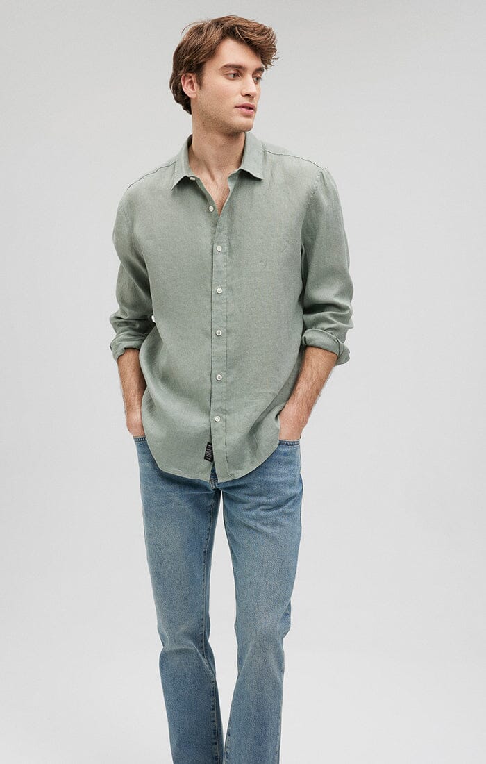 Mavi Men s Linen Button Up Shirt In Chinois Green