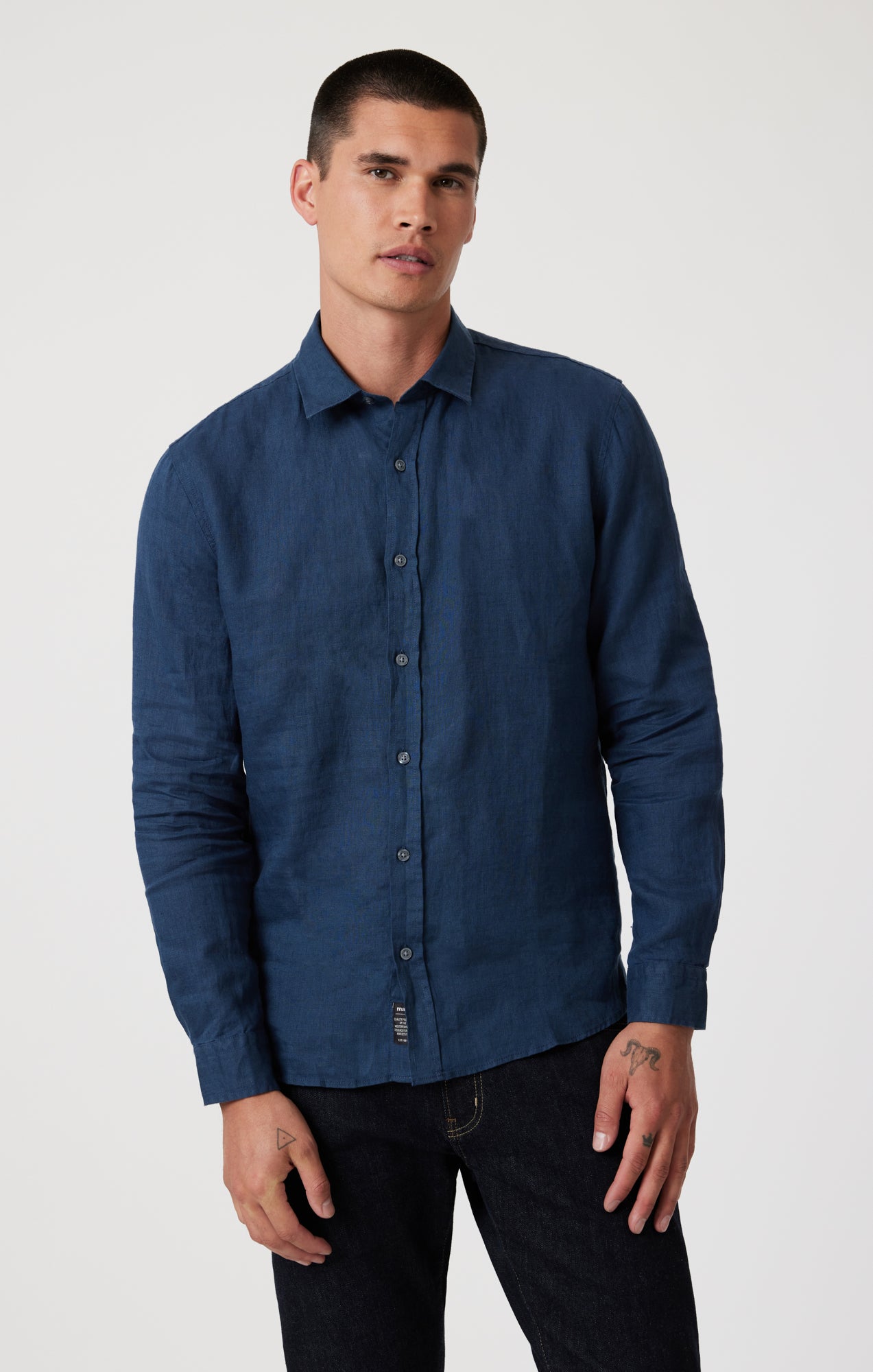 Mavi Men’s Linen Button-Up Shirt In Moonlit Ocean