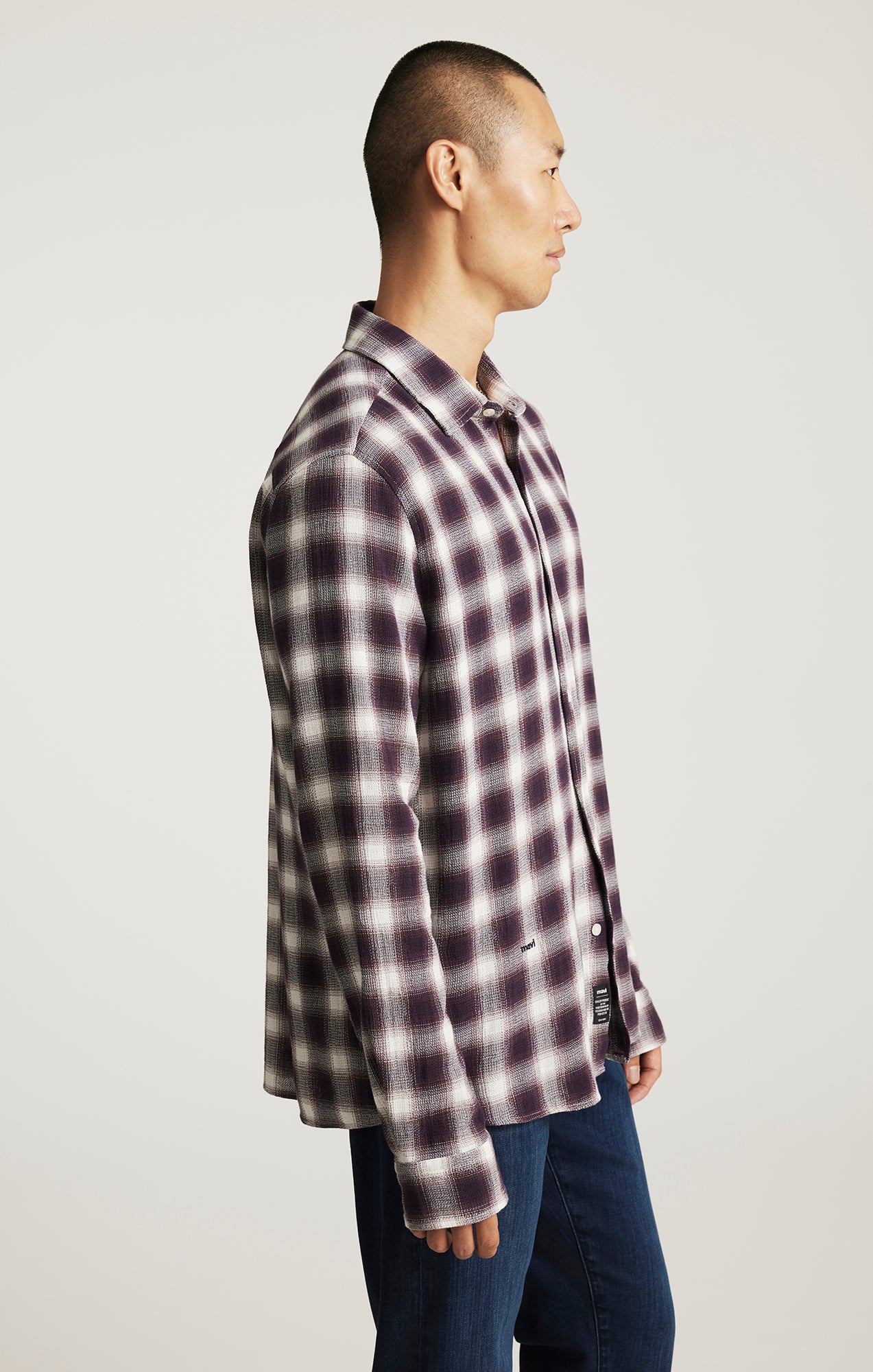 PLAID LONG SLEEVE BUTTON-UP SHIRT IN NIGHTSHADE CHECK - Mavi Jeans