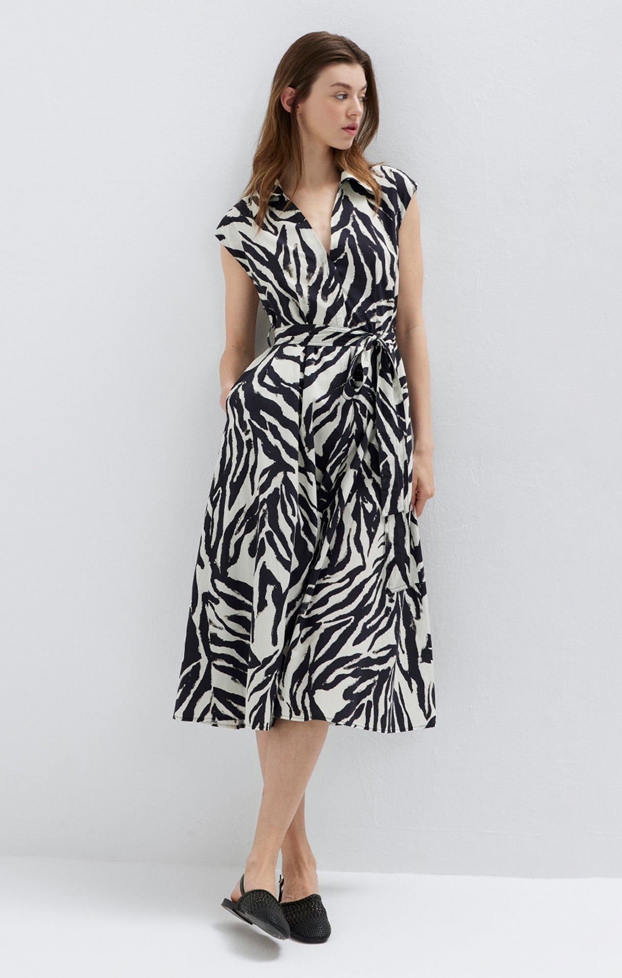 Mavi Women's Tie-Waist Midi Shirtdress In Batic Zebra Print – Mavi Jeans