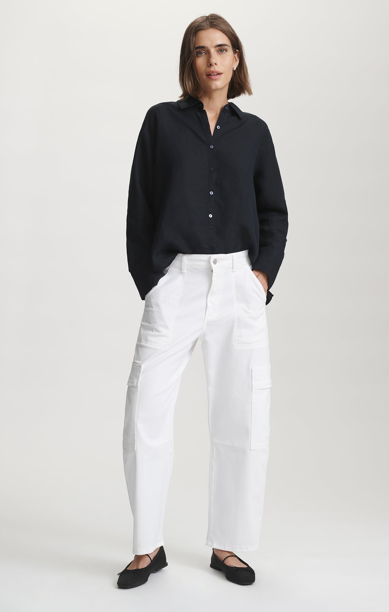 Mavi Women's Vinnie Barrel Cargo in White Casual Twill Mavi Women's Vinnie Barrel Cargo in White Casual Twill