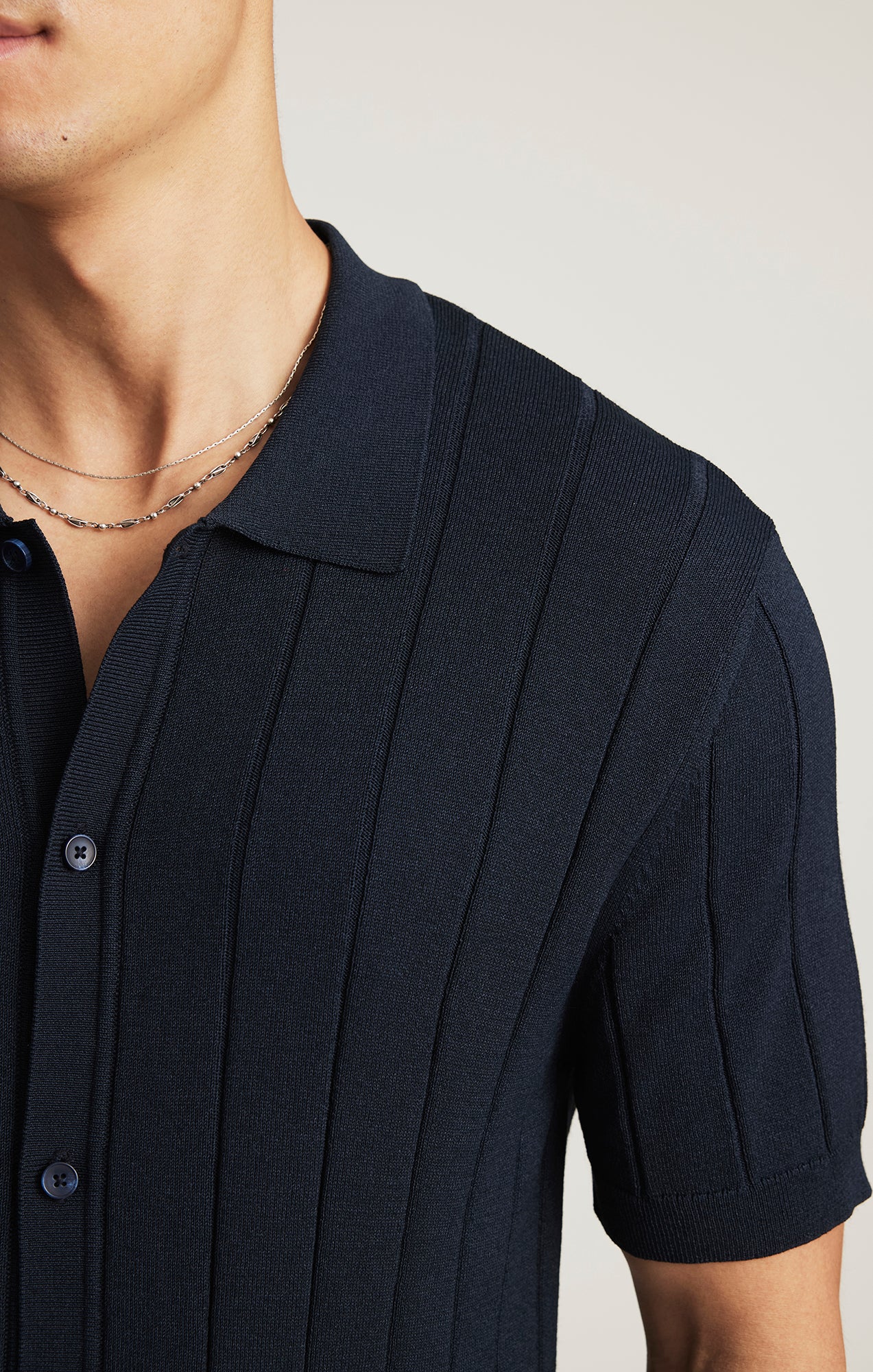 EDITION SHORT SLEEVE POLO SWEATER IN TOTAL ECLIPSE - Mavi Jeans