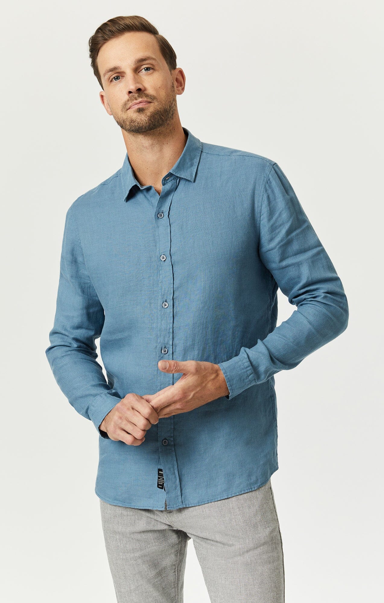 Mavi Men’s Linen Button-Up Shirt In Bluestone