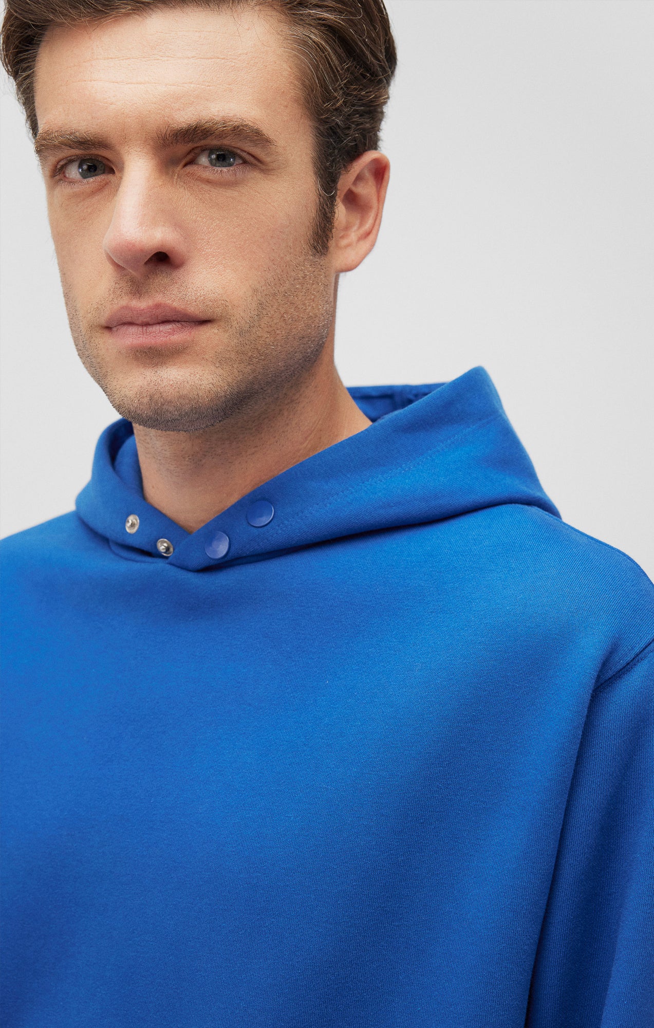 SNAP-BUTTON HOODIE IN TRUE BLUE - Mavi Jeans