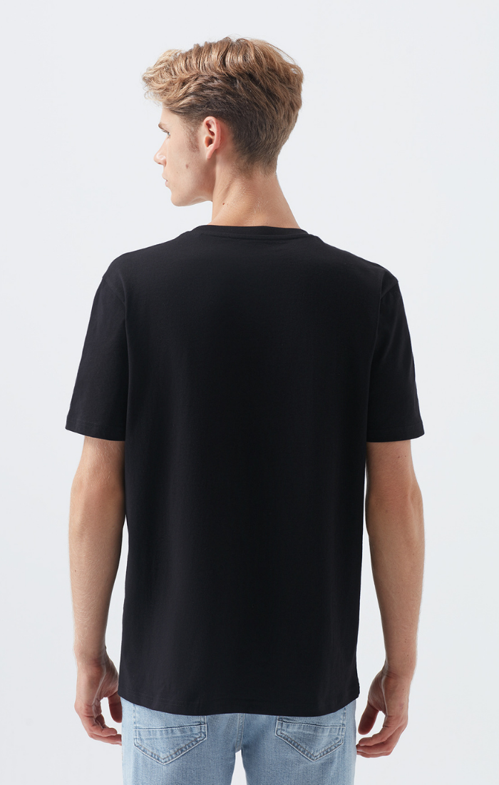 SHORT SLEEVE CREW NECK T-SHIRT IN BLACK - Mavi Jeans