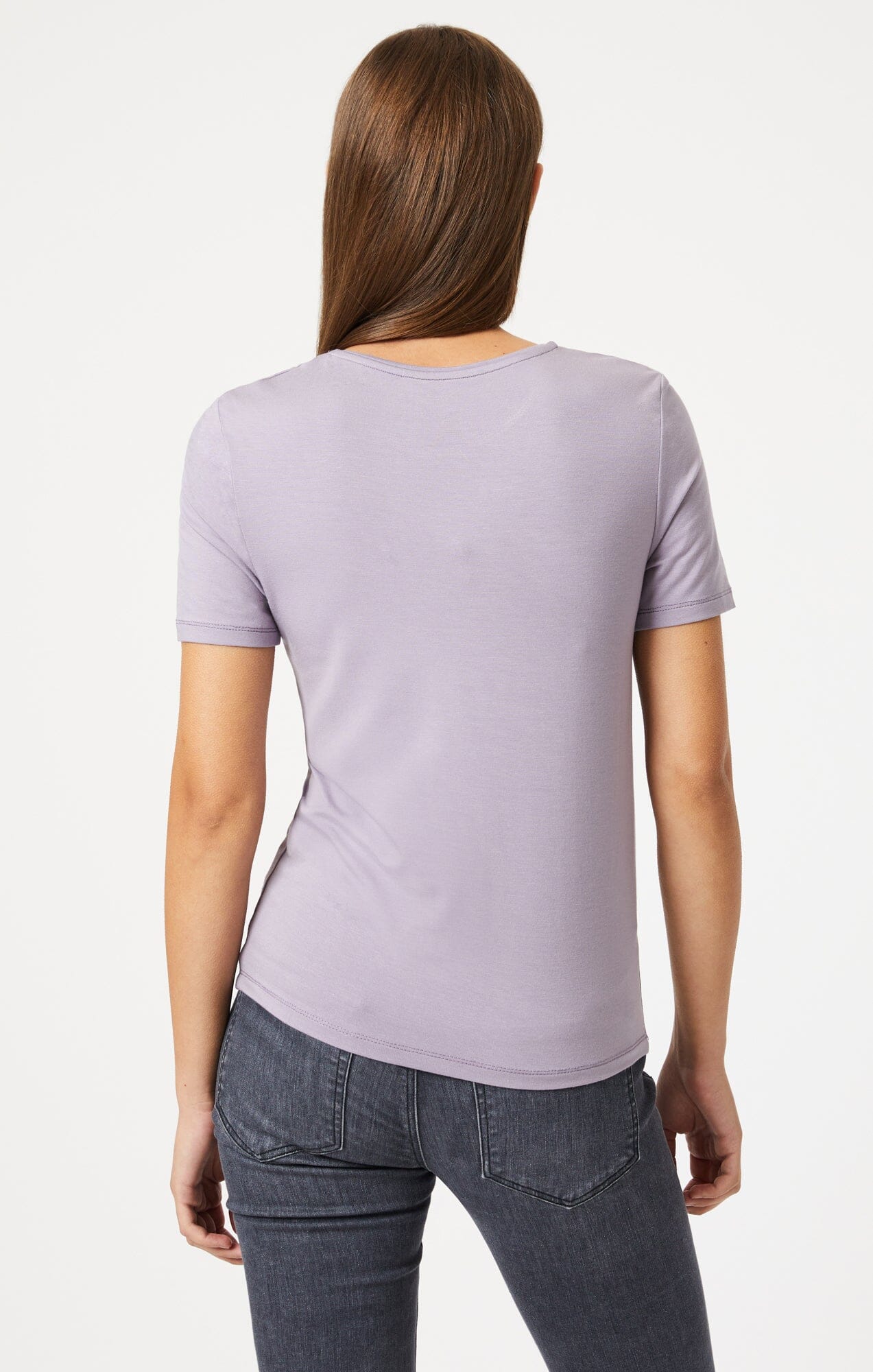 LUXE CREW NECK T-SHIRT IN LAVENDER GRAY - Mavi Jeans