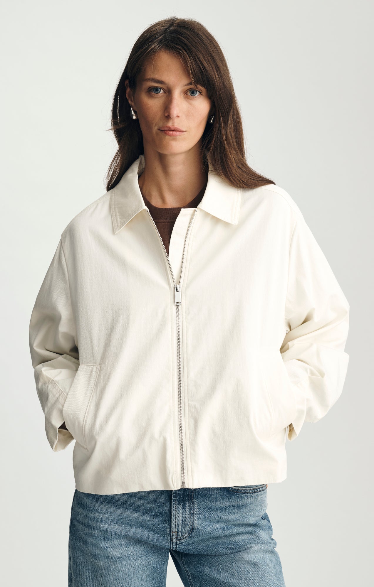 Mavi Women's Oversized Zip Jacket In Vanilla Ice – Mavi Jeans