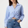 KNOT FRONT LONG SLEEVE SHIRT IN BLUE STRIPED - Mavi Jeans