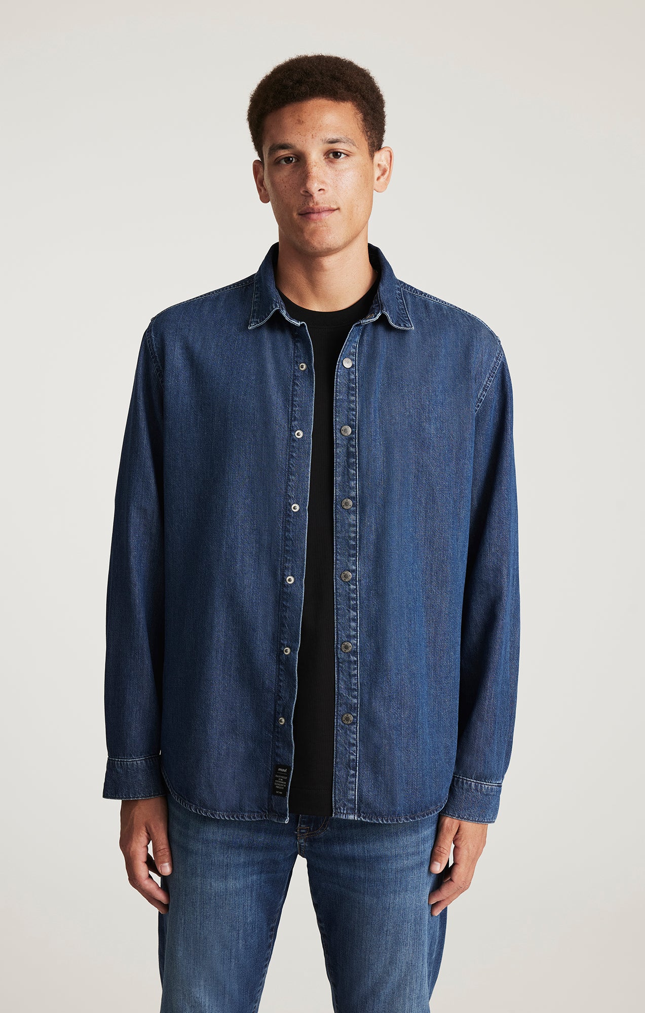 Mavi Men's Roy Denim Shirt In Dark Indigo Luxe Black Mavi Jeans Mavi Men's Roy Denim Shirt In Dark Indigo Luxe Black Mavi Jeans