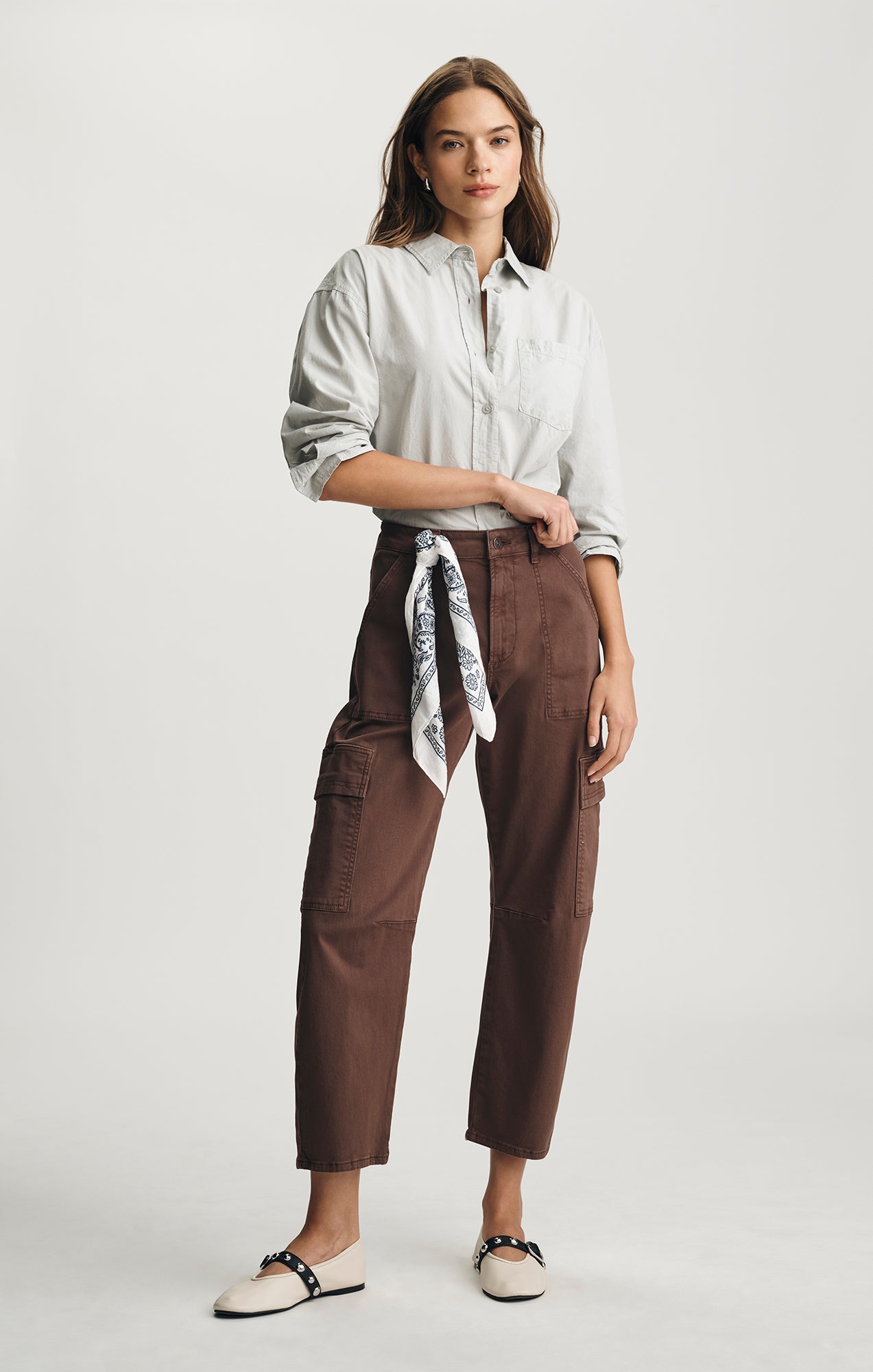 Mavi Women's Vinnie Barrel Cargo In Brown Casual Twill Mavi Women's Vinnie Barrel Cargo In Brown Casual Twill