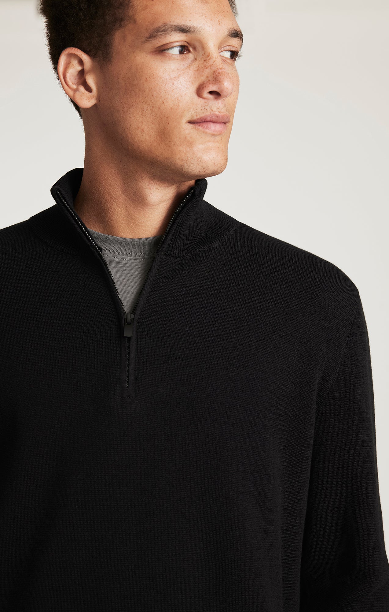HALF ZIP SWEATER IN BLACK - Mavi Jeans