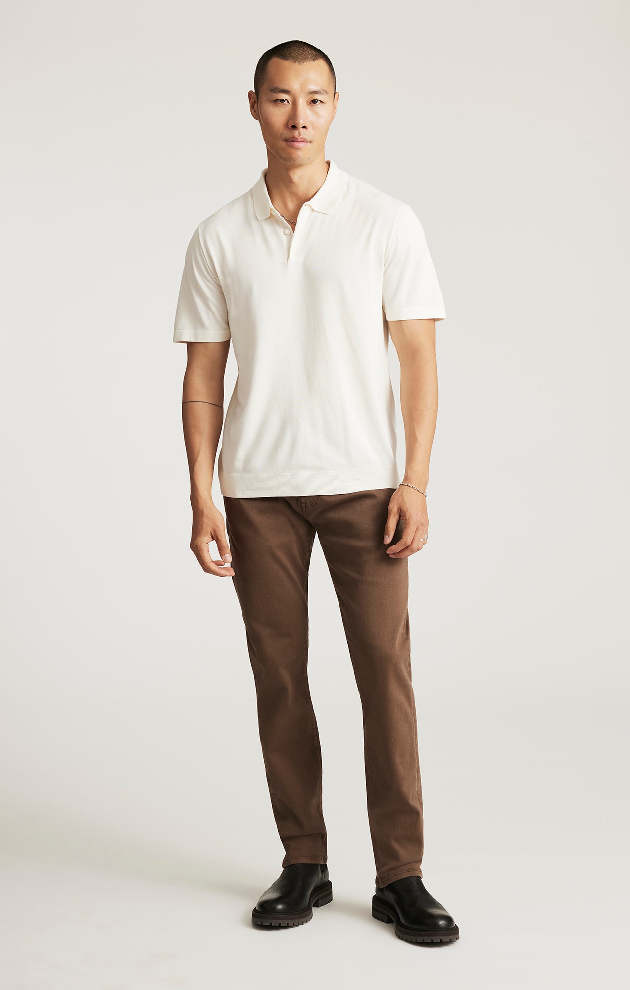 EDITION SHORT SLEEVE POLO SWEATER IN ANTIQUE WHITE - Mavi Jeans