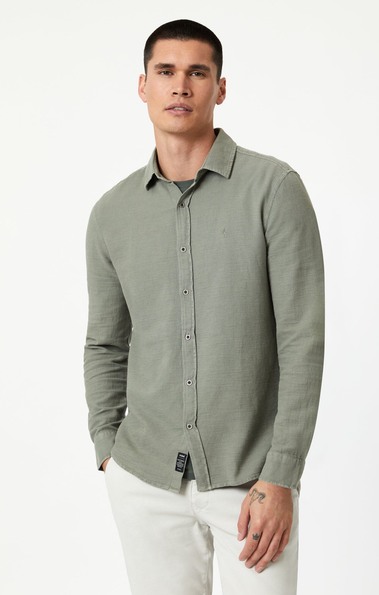 Mavi Men's Button Up-Long Sleeve Shirt In Shadow