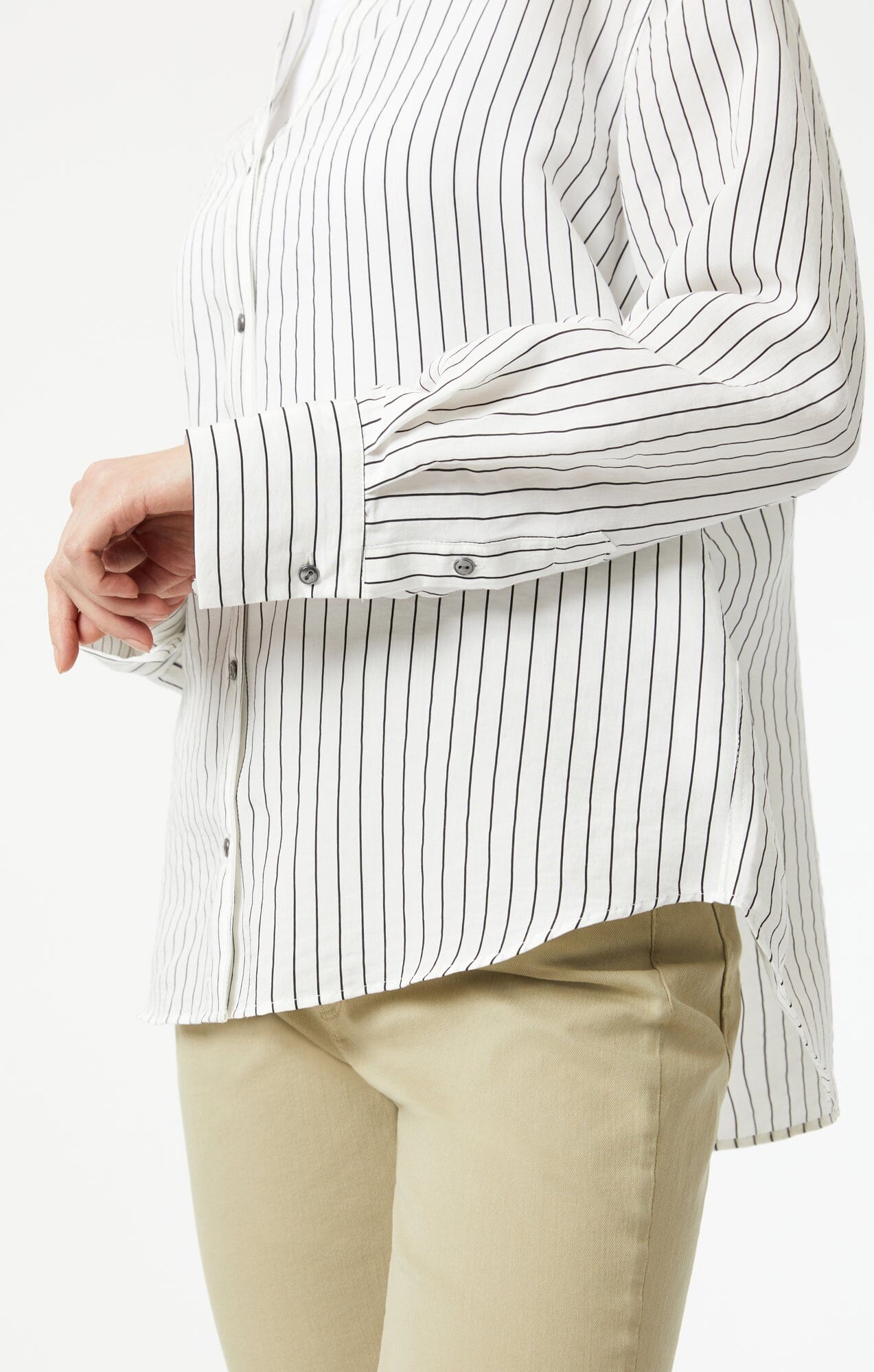 BUTTON-UP LONG SLEEVE SHIRT IN BLACK STRIPE - Mavi Jeans