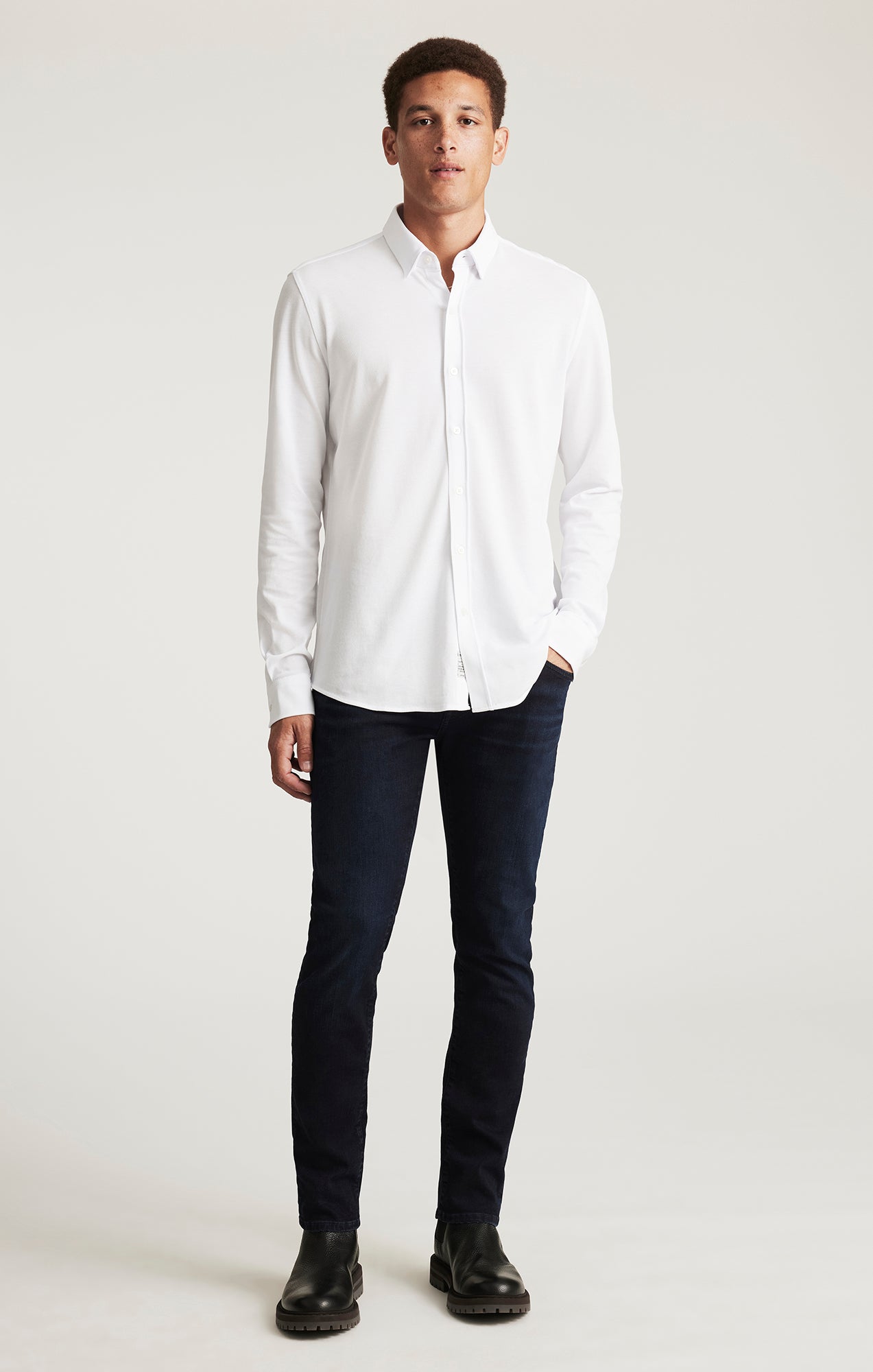 LONG SLEEVE BUTTON-UP SHIRT IN WHITE - Mavi Jeans