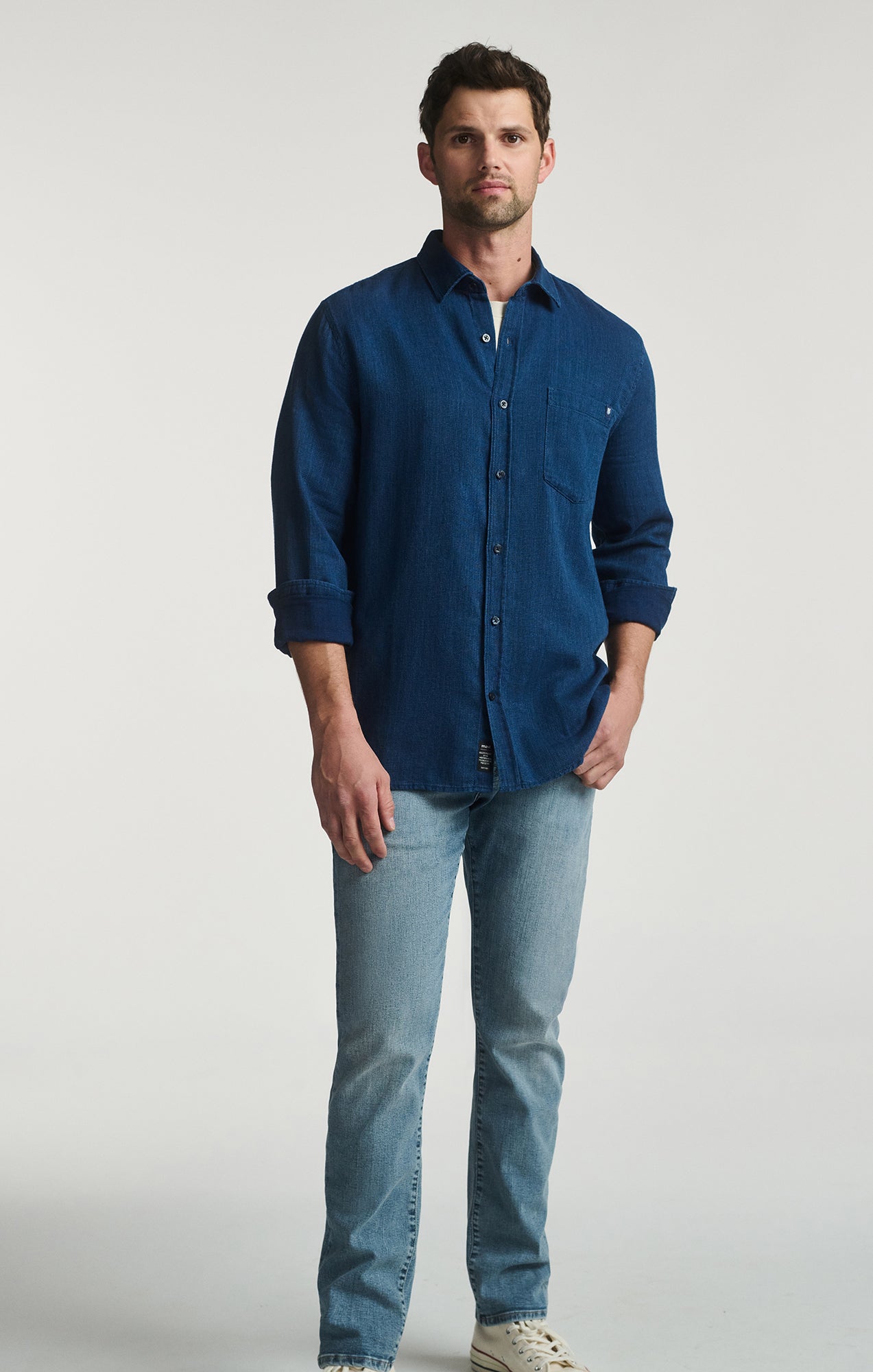 POCKET LONG SLEEVE BUTTON-UP SHIRT IN INDIGO - Mavi Jeans