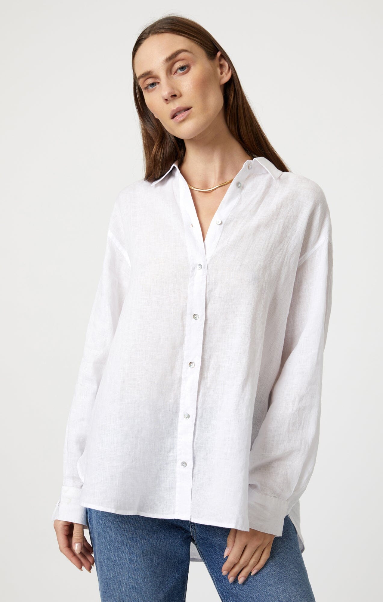 Mavi Women’s Linen Button-Up Shirt In White
