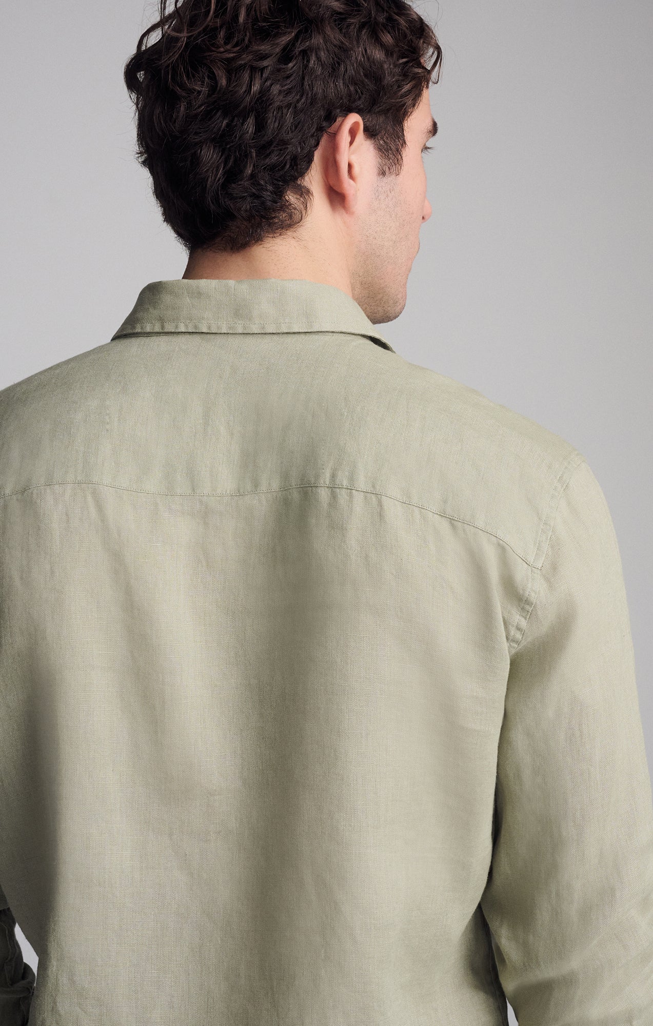 LINEN LONG SLEEVE BUTTON-UP SHIRT IN SEAGRASS - Mavi Jeans