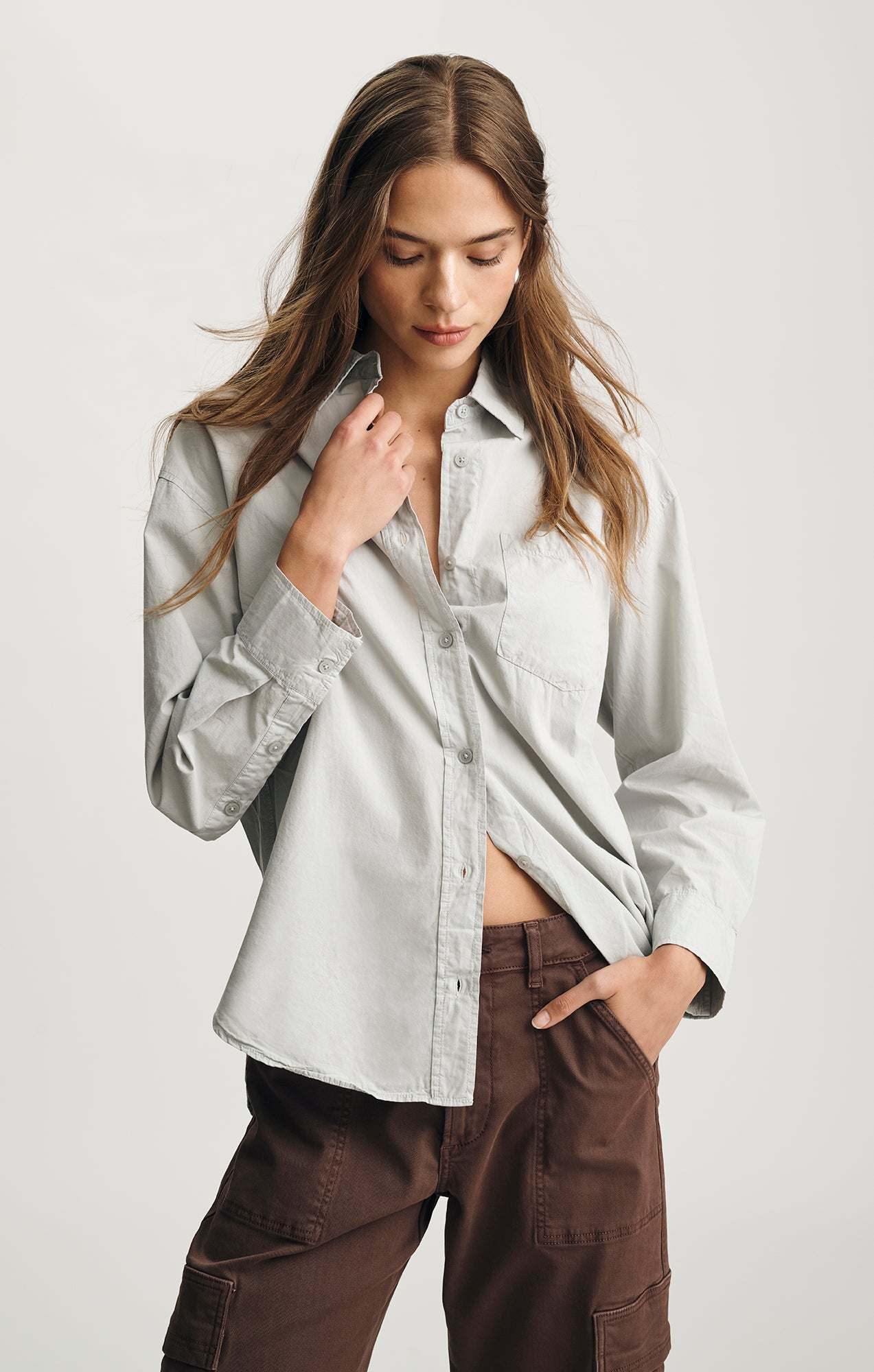 Mavi Women's Long Sleeve Button-Up Shirt In High-Rise Mavi Women's Long Sleeve Button-Up Shirt In High-Rise