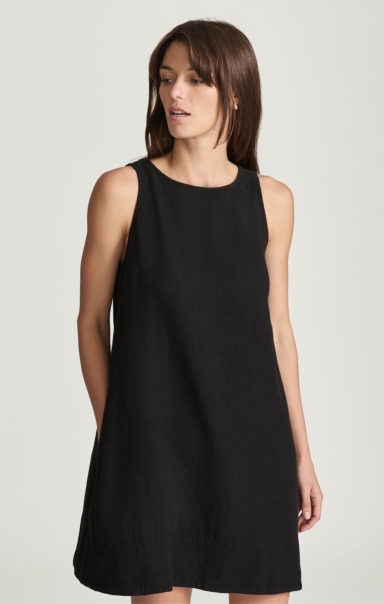 Mavi Women's Linen Mini Shift Dress In Black