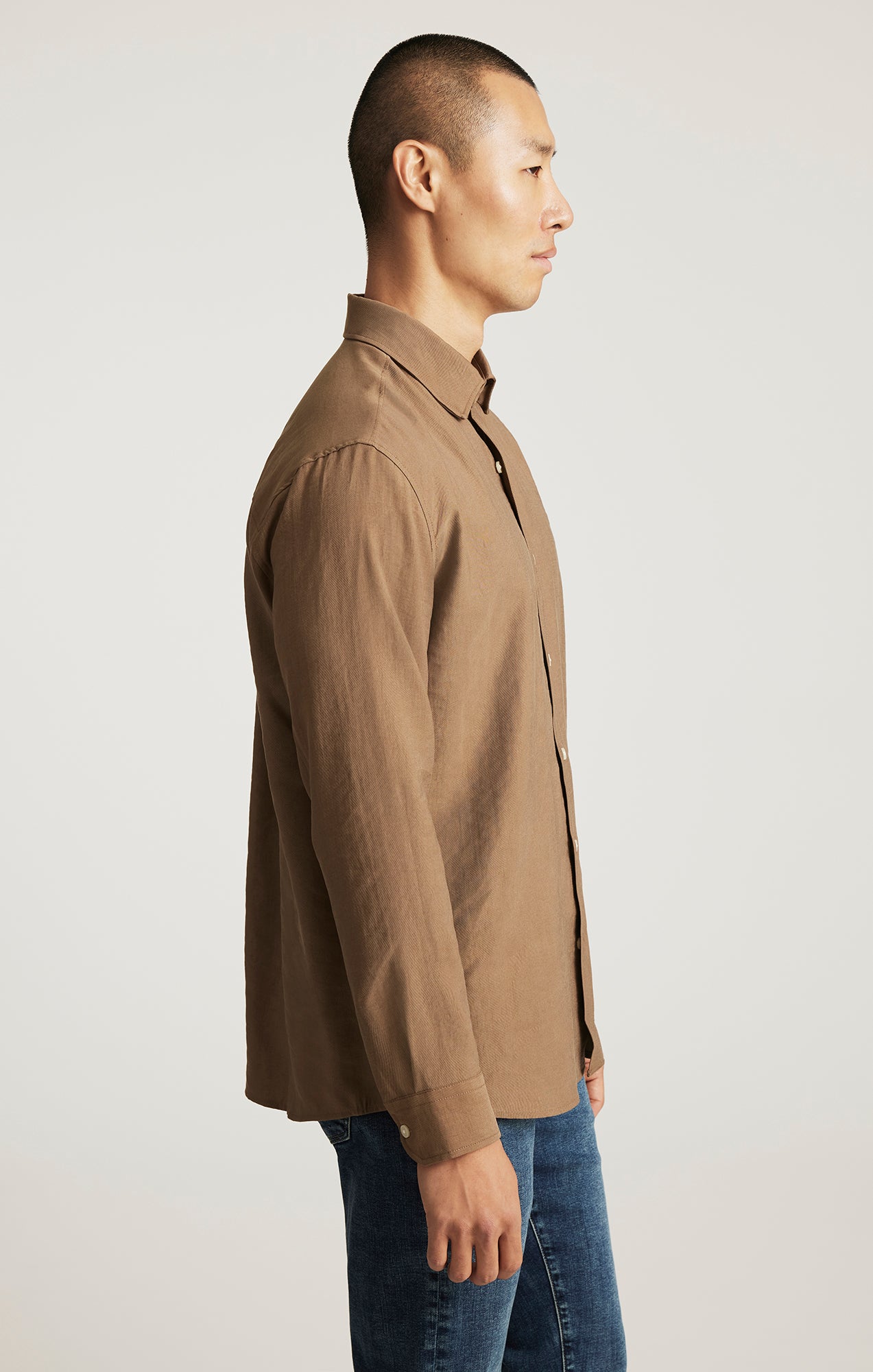 EDITION LONG SLEEVE BUTTON-UP SHIRT IN SHITAKE - Mavi Jeans