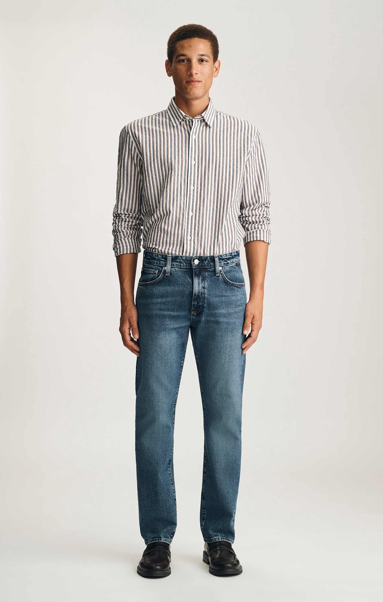 ZACH STRAIGHT LEG IN MID BRUSHED CLASSIC BLUE - Mavi Jeans