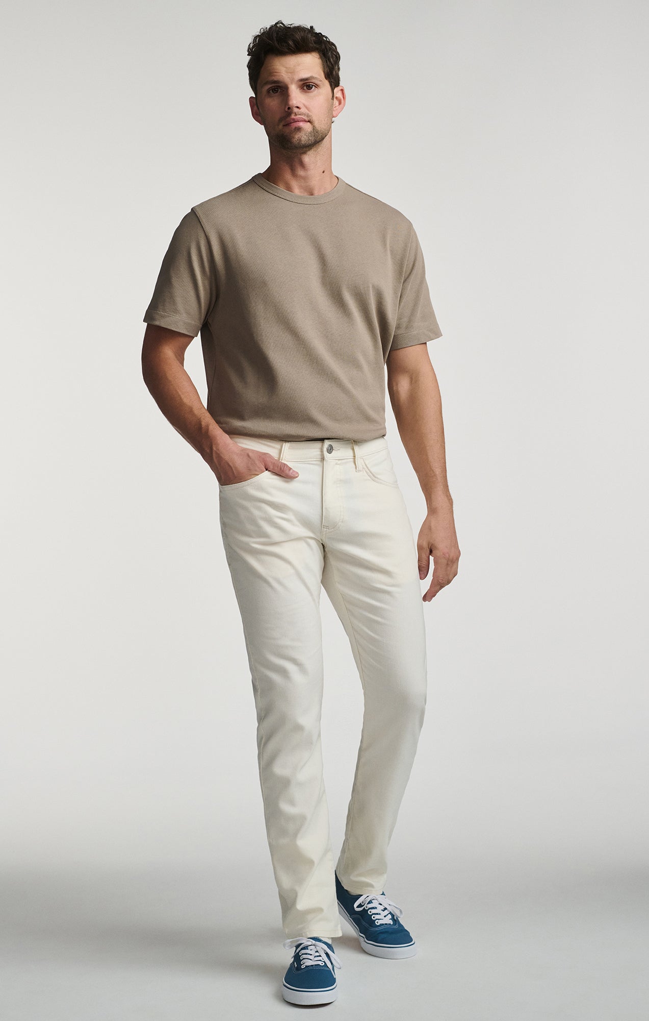 JAKE SLIM LEG IN OFF WHITE LINEN - Mavi Jeans