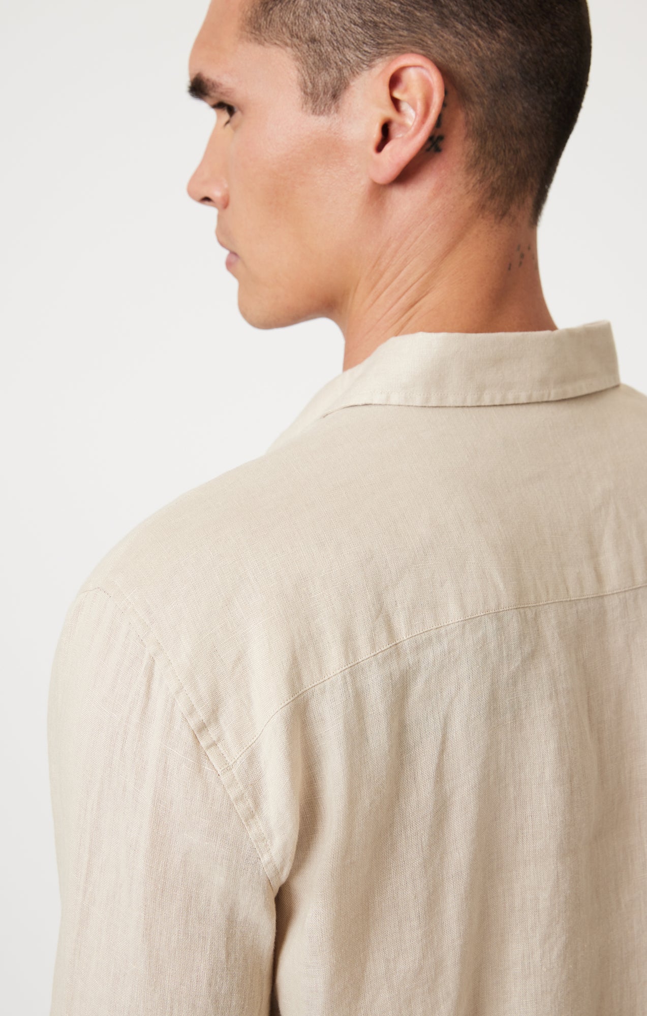 LINEN LONG SLEEVE BUTTON-UP SHIRT IN FEATHER GRAY - Mavi Jeans