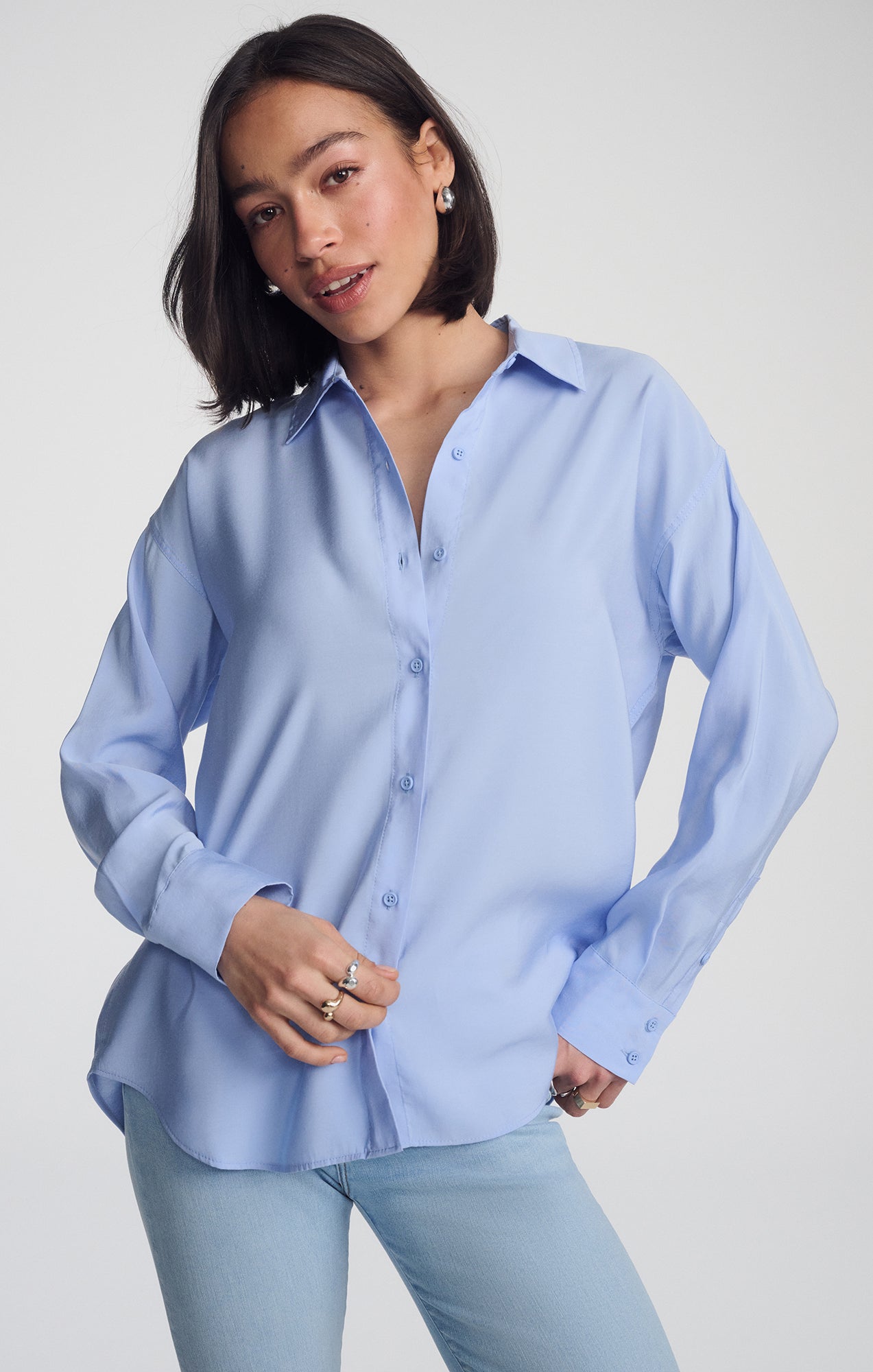 LUXE TOUCH BUTTON-UP SHIRT IN LAVENDER LUSTRE - Mavi Jeans
