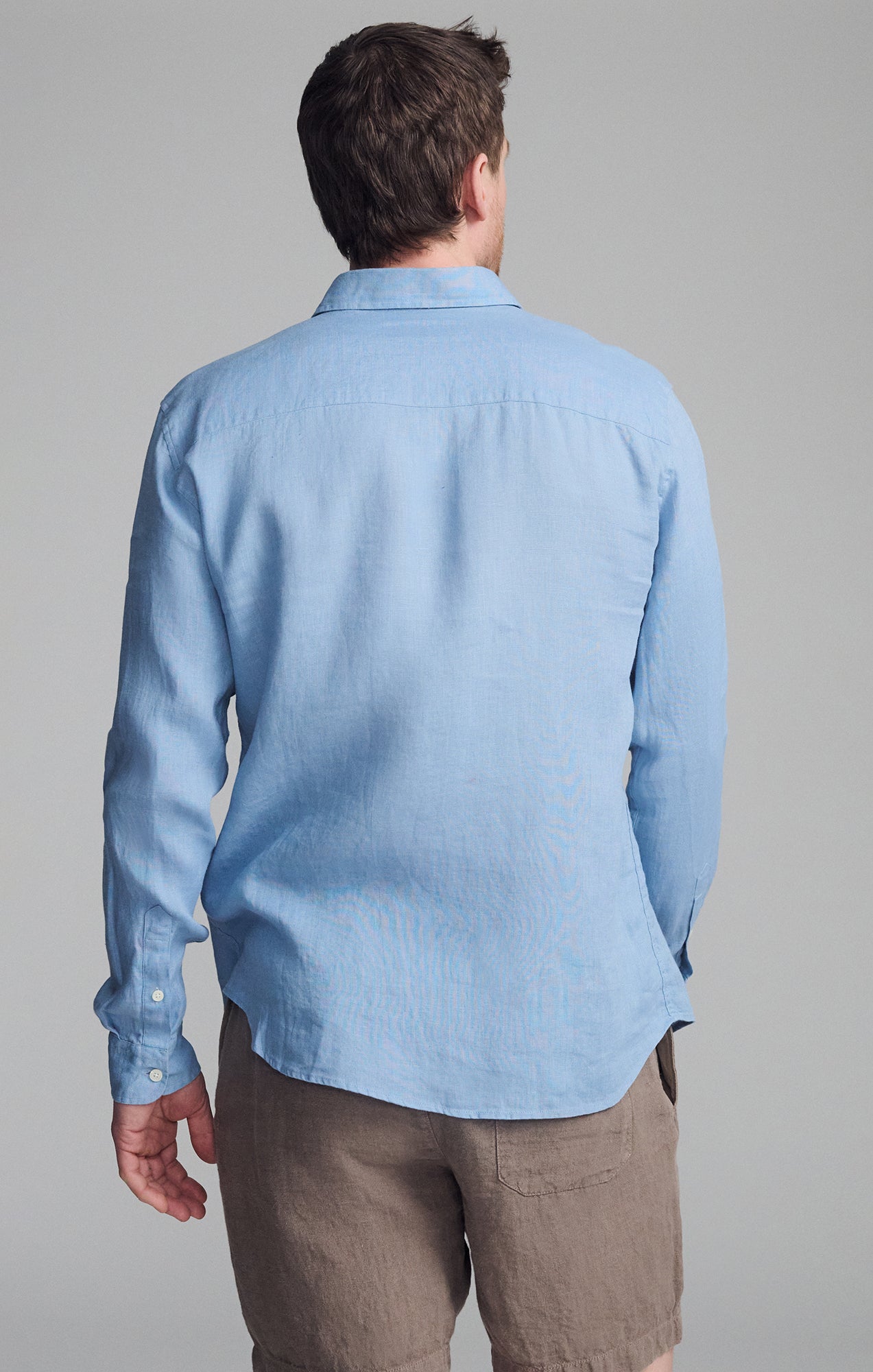 LINEN LONG SLEEVE BUTTON-UP SHIRT IN FADED DENIM - Mavi Jeans