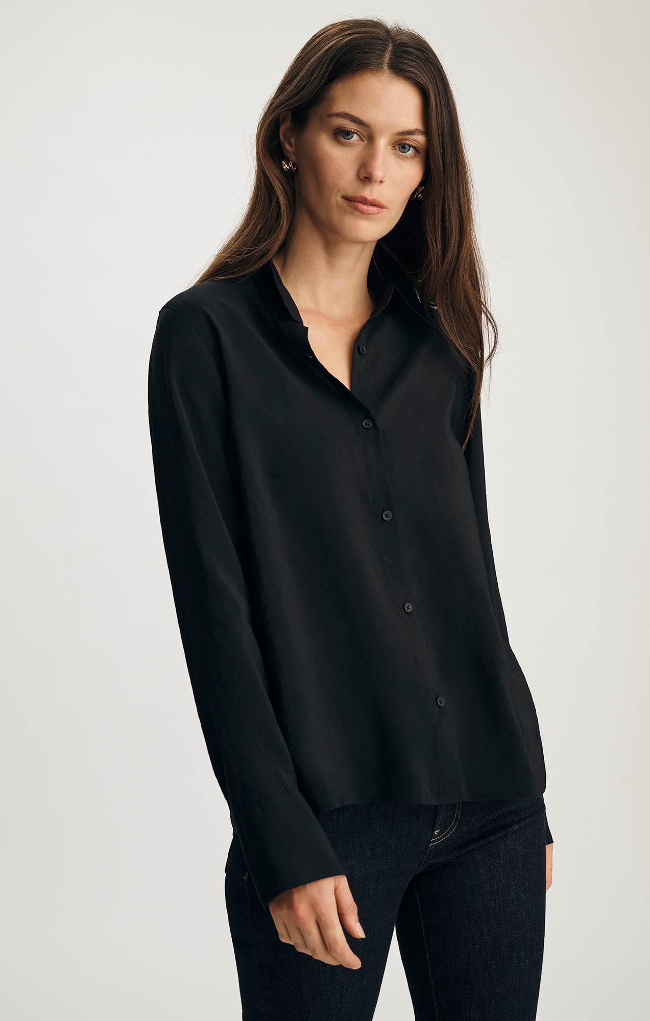 Mavi Women's Luxe Touch Tencel Button-Up Shirt In Black