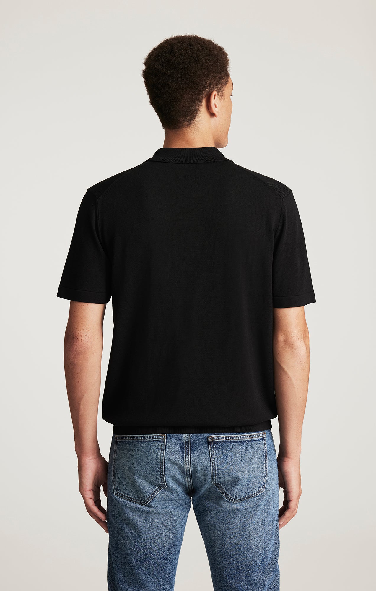 EDITION SHORT SLEEVE POLO SWEATER IN BLACK - Mavi Jeans