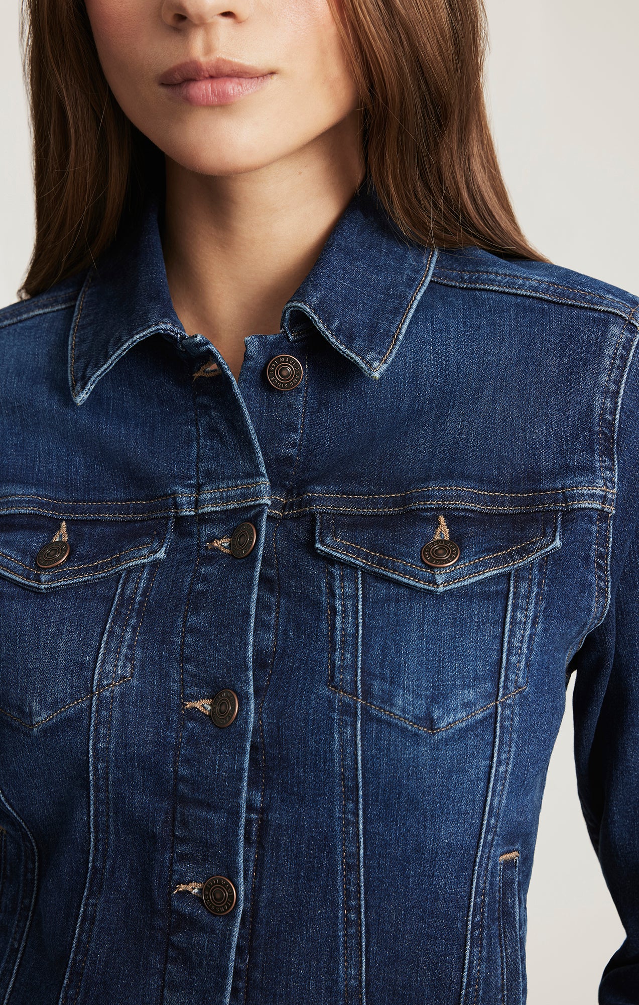 CECILIA DENIM JACKET IN DARK BRUSHED FLEX BLUE - Mavi Jeans