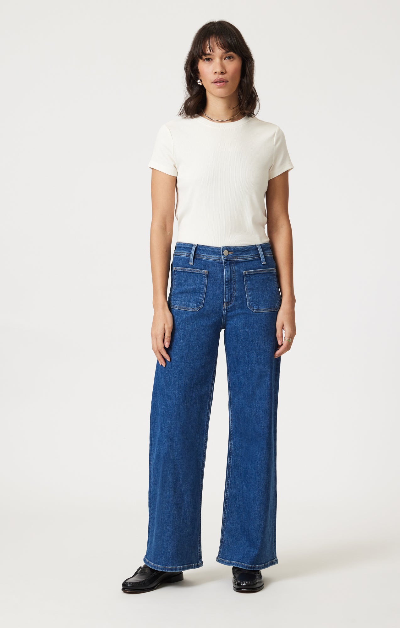 PALOMA MARINE WIDE LEG IN MID BRUSHED FLEX BLUE - Mavi Jeans