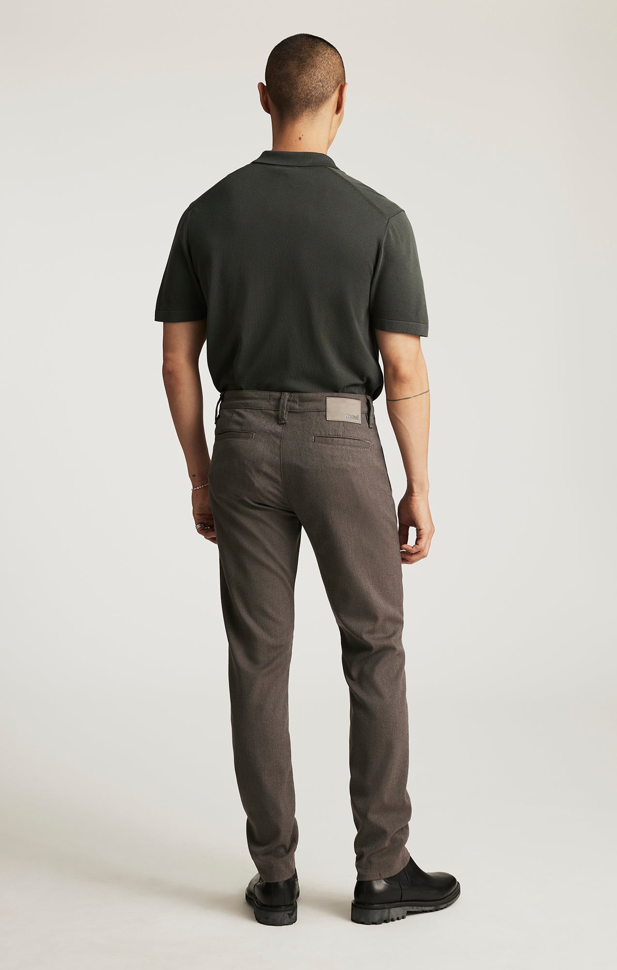 MILTON SLIM STRAIGHT CHINO IN BROWN FEATHER TWEED - Mavi Jeans