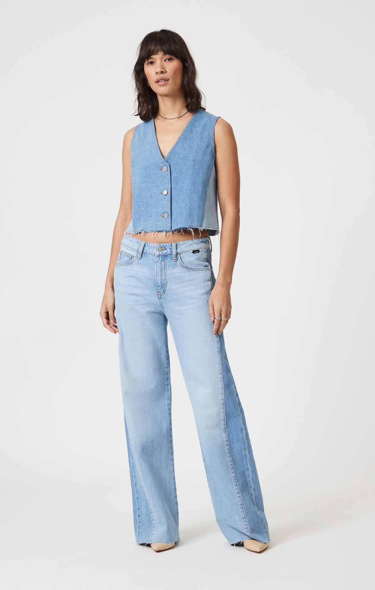 Mavi Women's Malibu Wide Leg In Blocking Denim