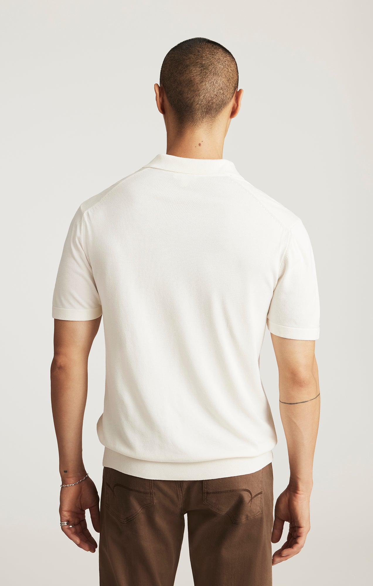 EDITION SHORT SLEEVE POLO SWEATER IN ANTIQUE WHITE - Mavi Jeans