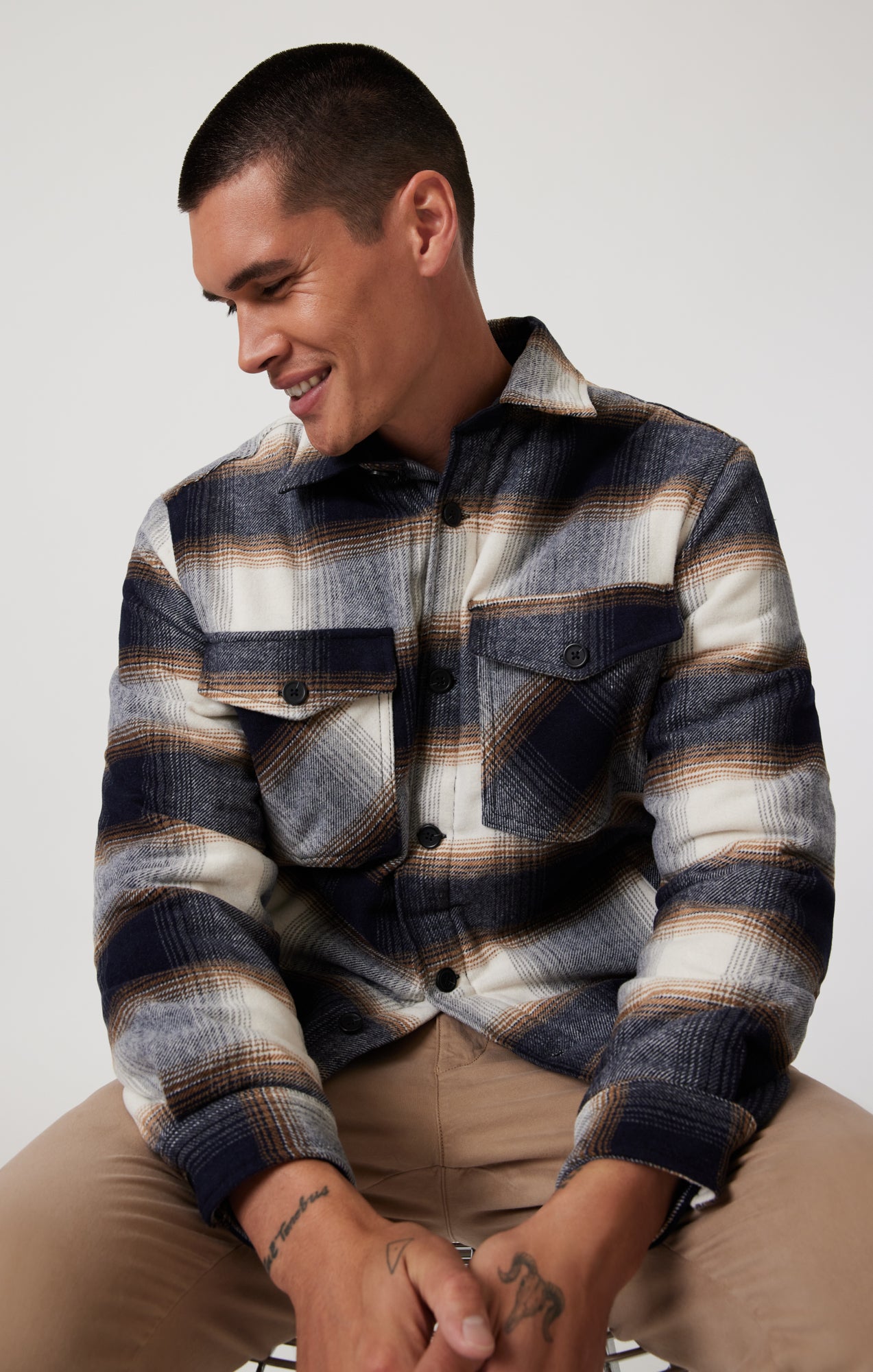 PLAID SHACKET IN BROWN CHECK - Mavi Jeans