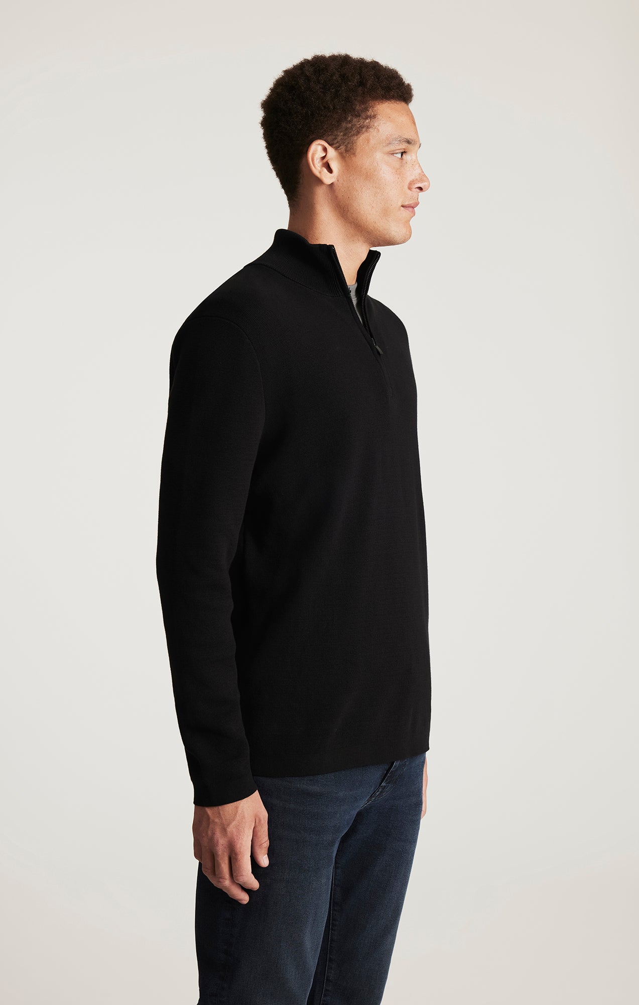 HALF ZIP SWEATER IN BLACK - Mavi Jeans