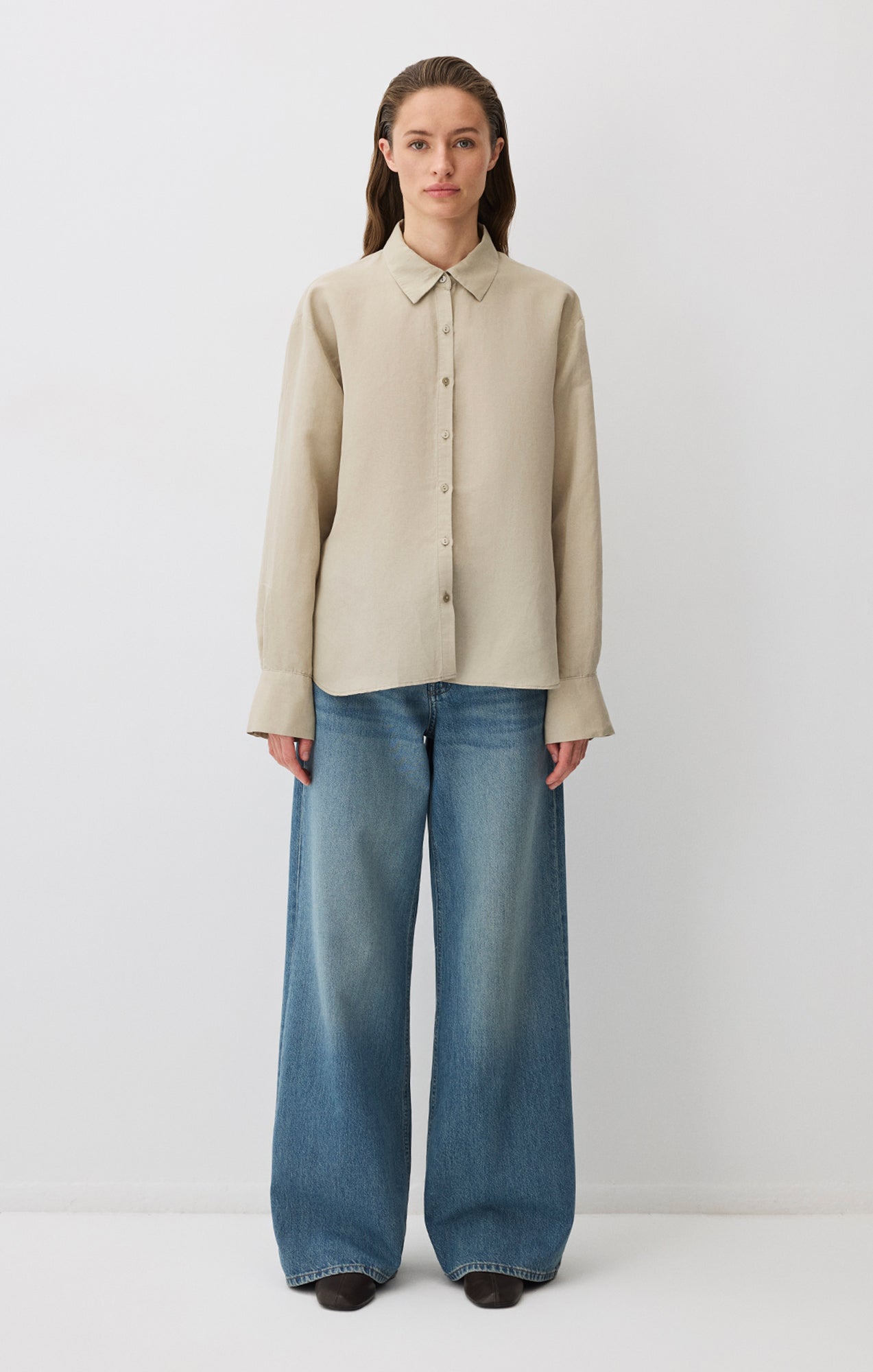 LONG SLEEVE TENCEL™ SHIRT IN ABBEY STONE - Mavi Jeans