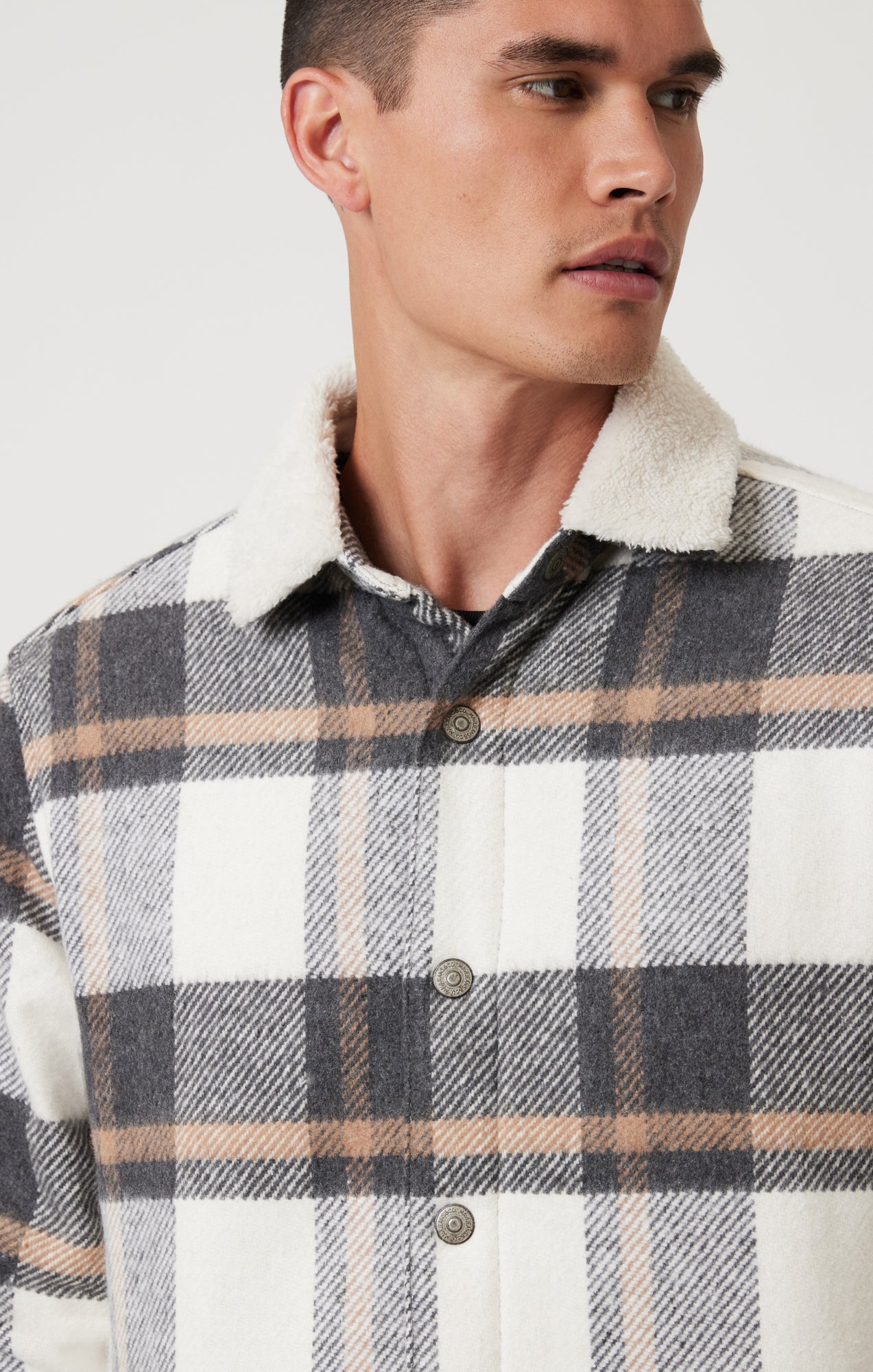 PLAID SHACKET IN GRAY CHECK - Mavi Jeans