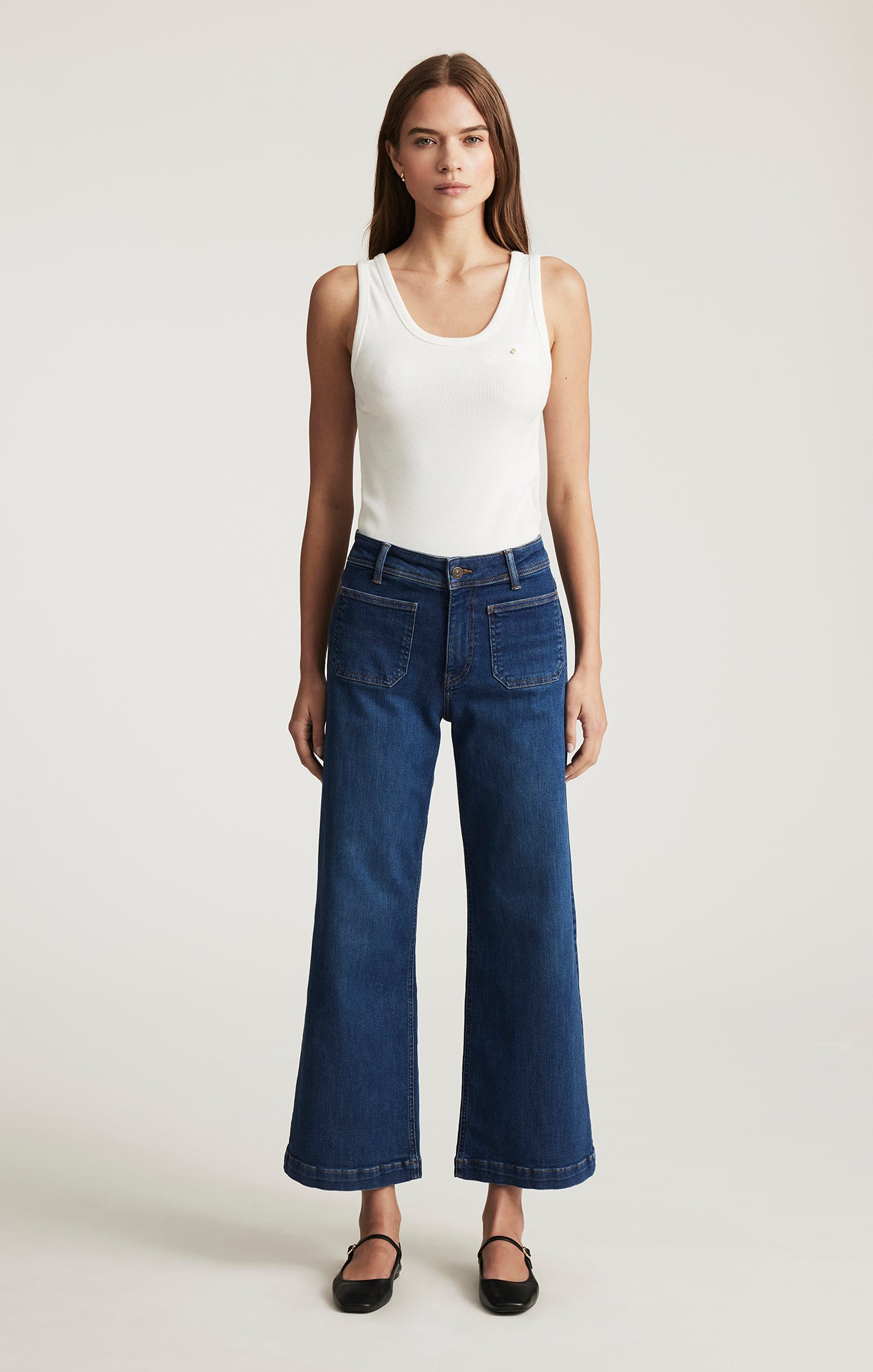 Mavi Women's Paloma Marine Wide Leg In Mid Shaded Flex Blue – Mavi