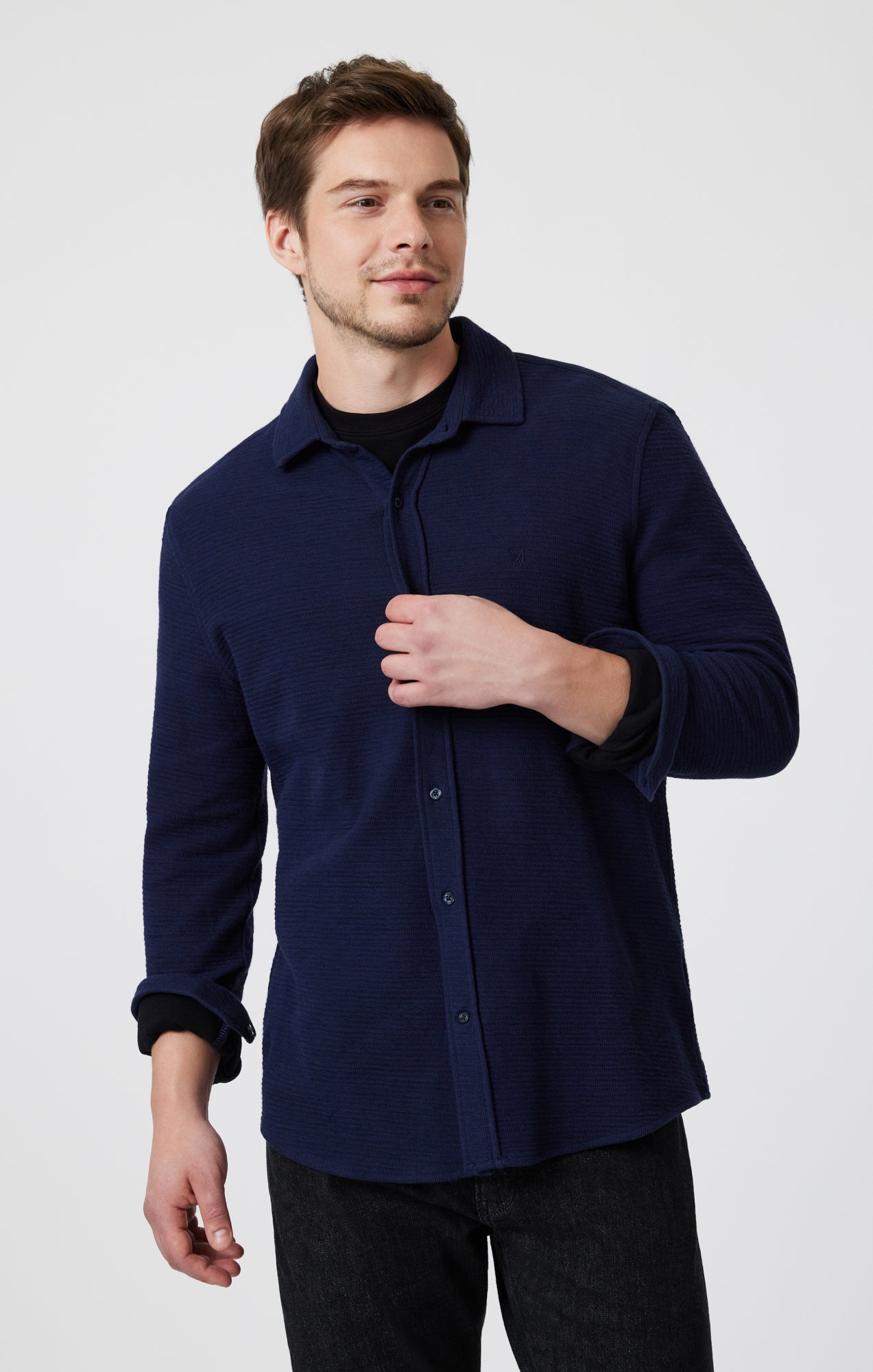 Mavi Men's Button-Up Long Sleeve Shirt In Maritime Blue – Mavi Jeans