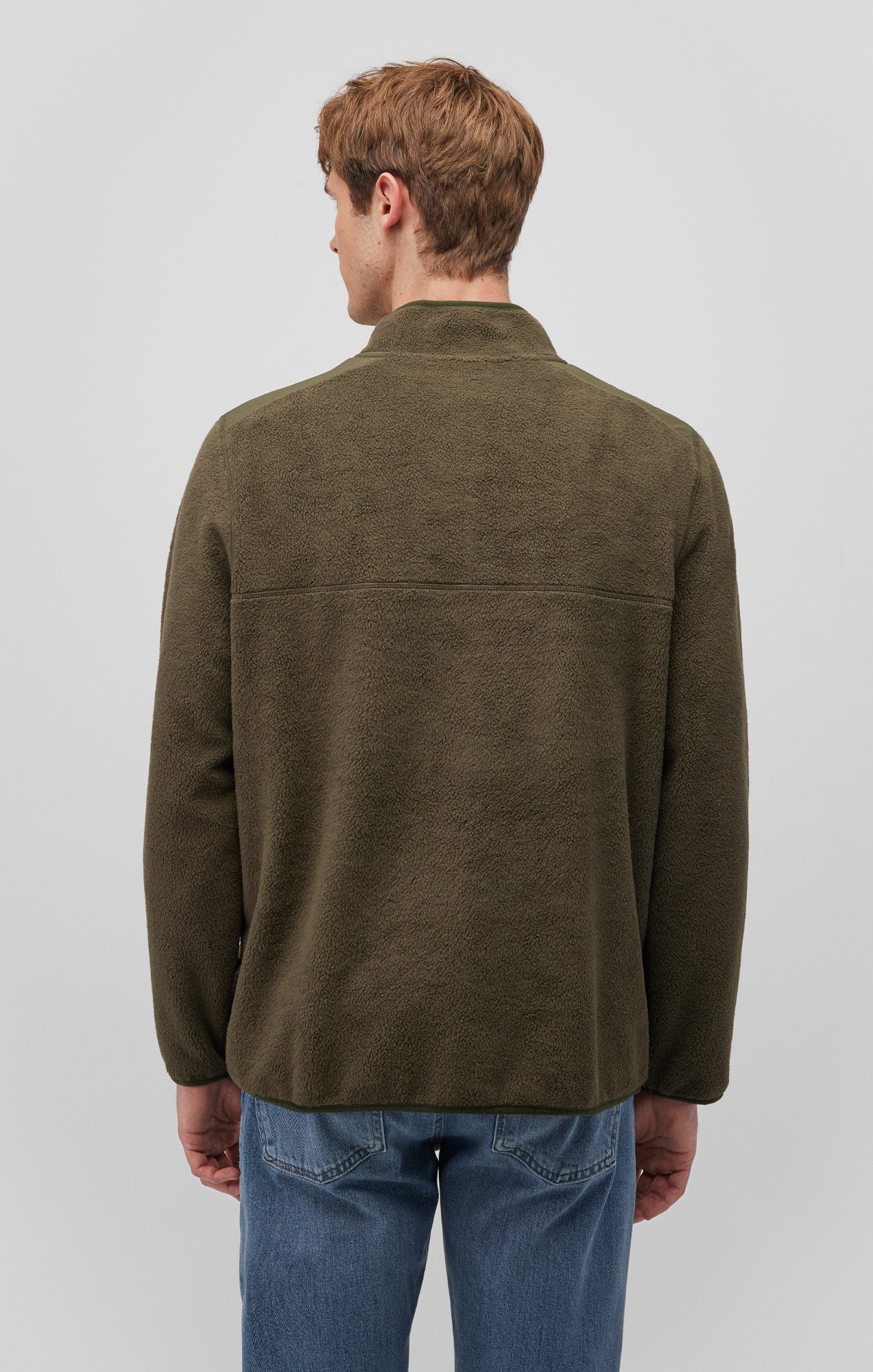 FLEECE BUTTON PULLOVER IN OLIVE NIGHT - Mavi Jeans