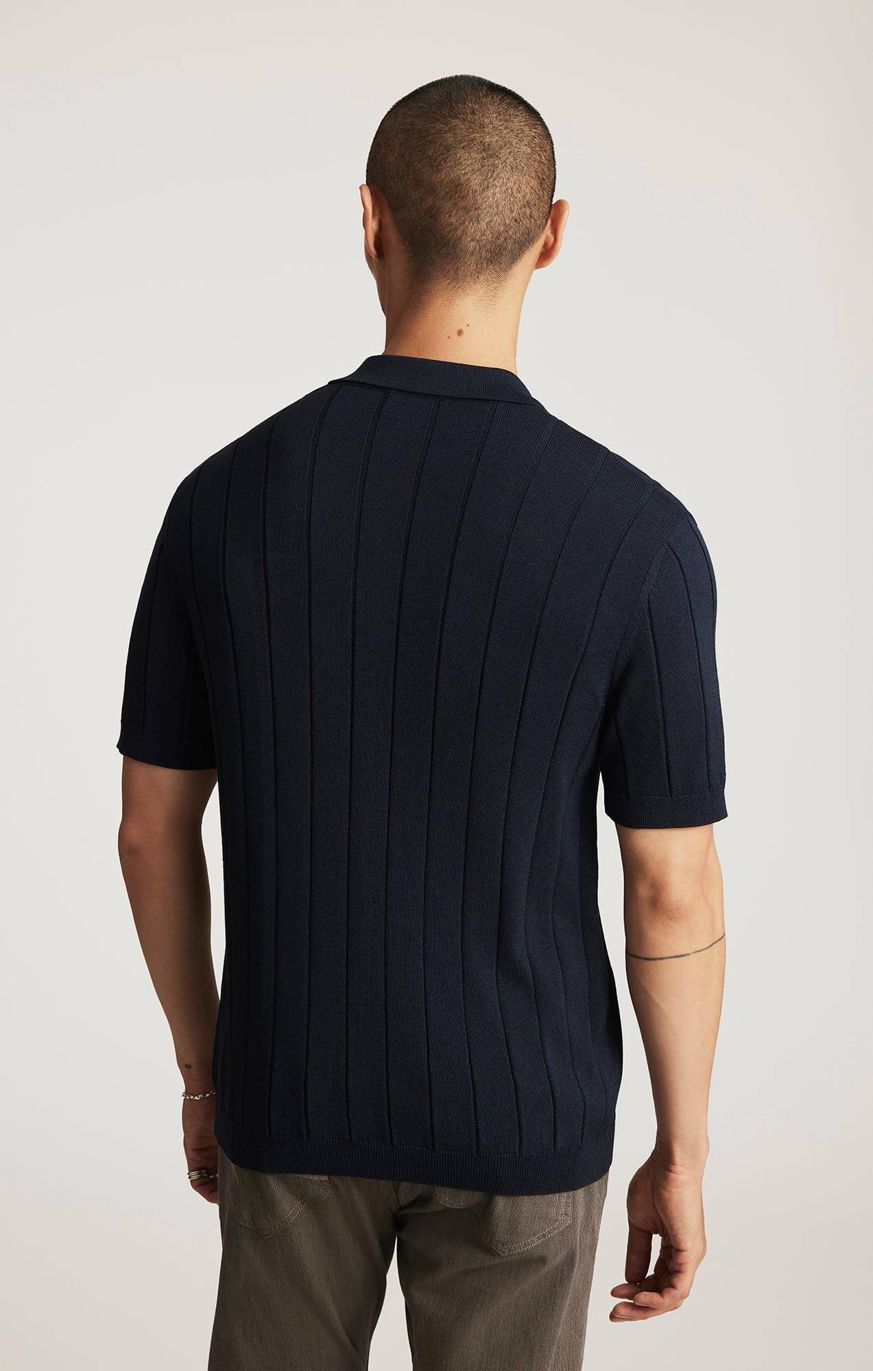 EDITION SHORT SLEEVE POLO SWEATER IN TOTAL ECLIPSE - Mavi Jeans