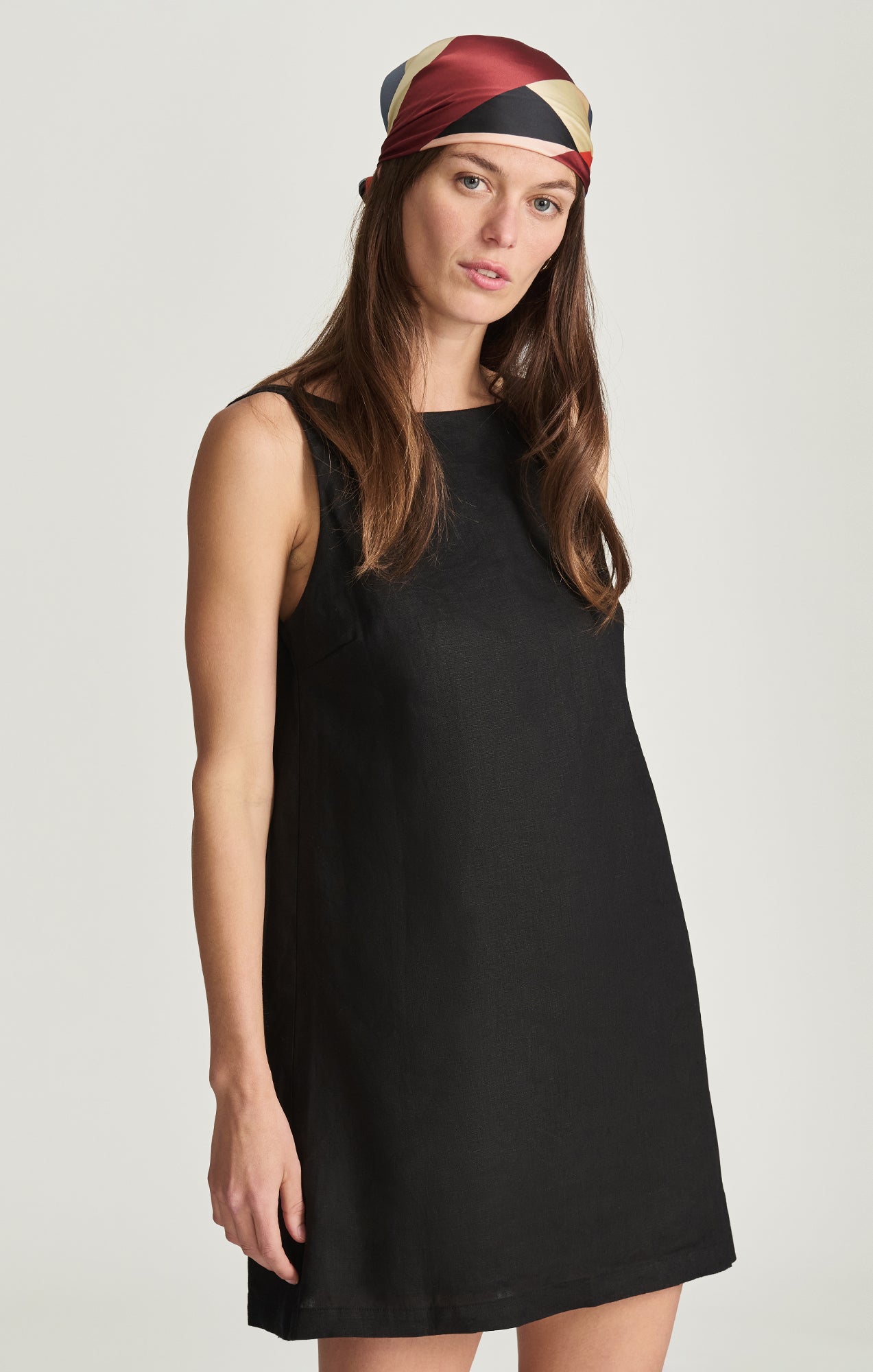 Mavi Women's Linen Boat Neck Mini Dress In Black