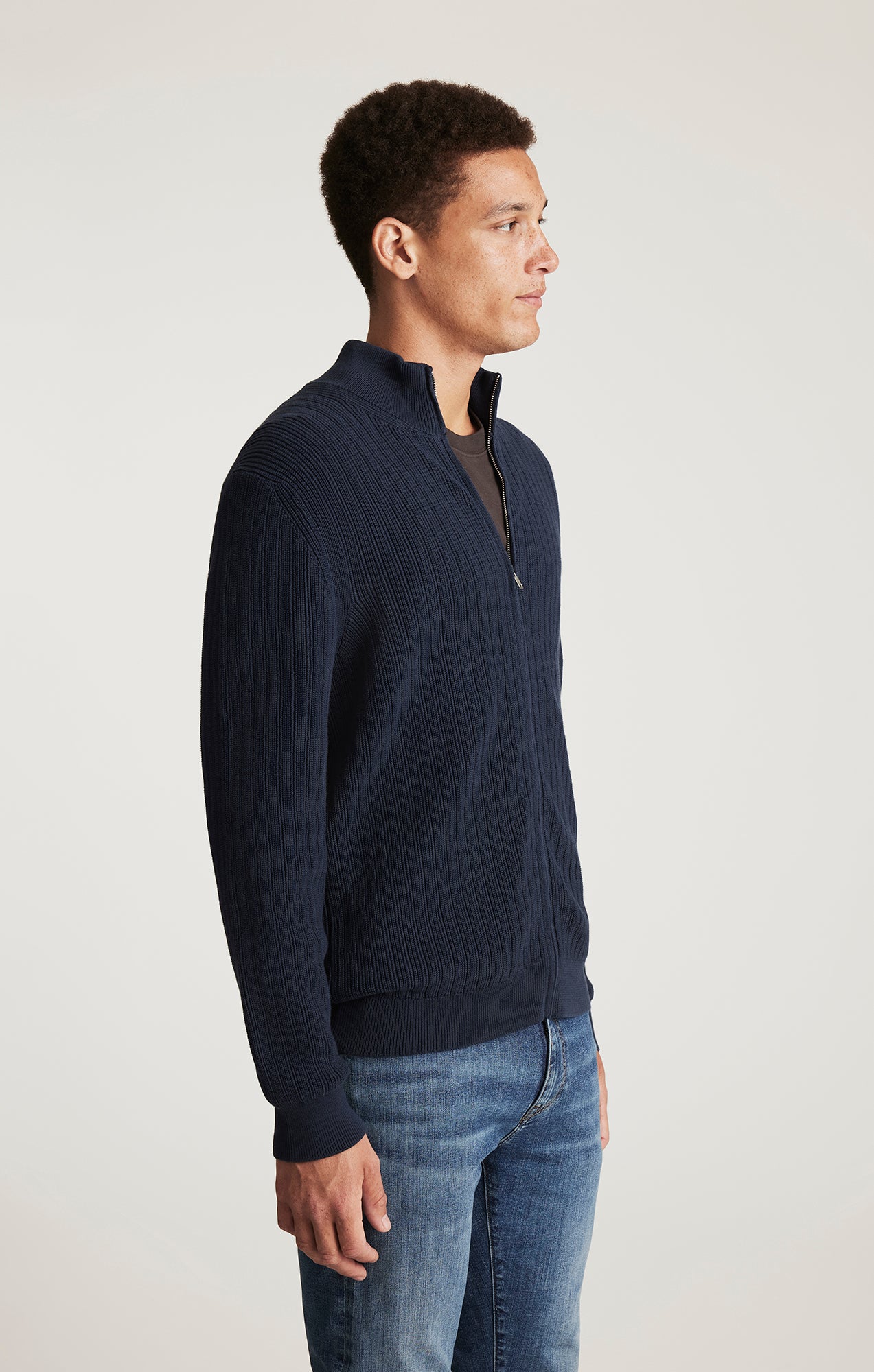 FULL ZIP CARDIGAN IN TOTAL ECLIPSE - Mavi Jeans