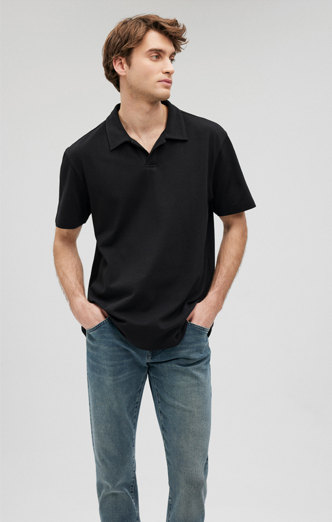 Black jeans and polo shirt online