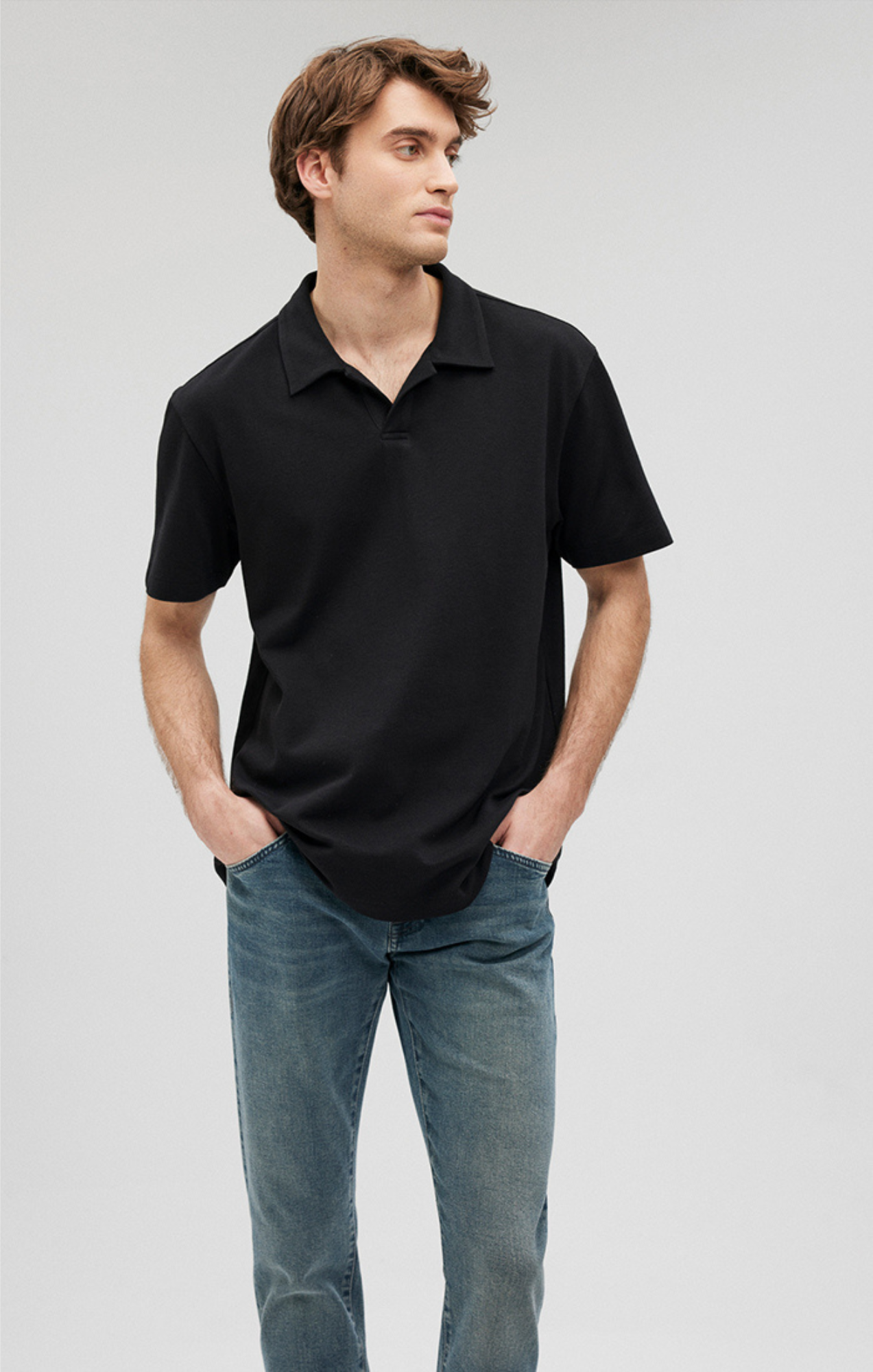 Black jeans polo shirt shop