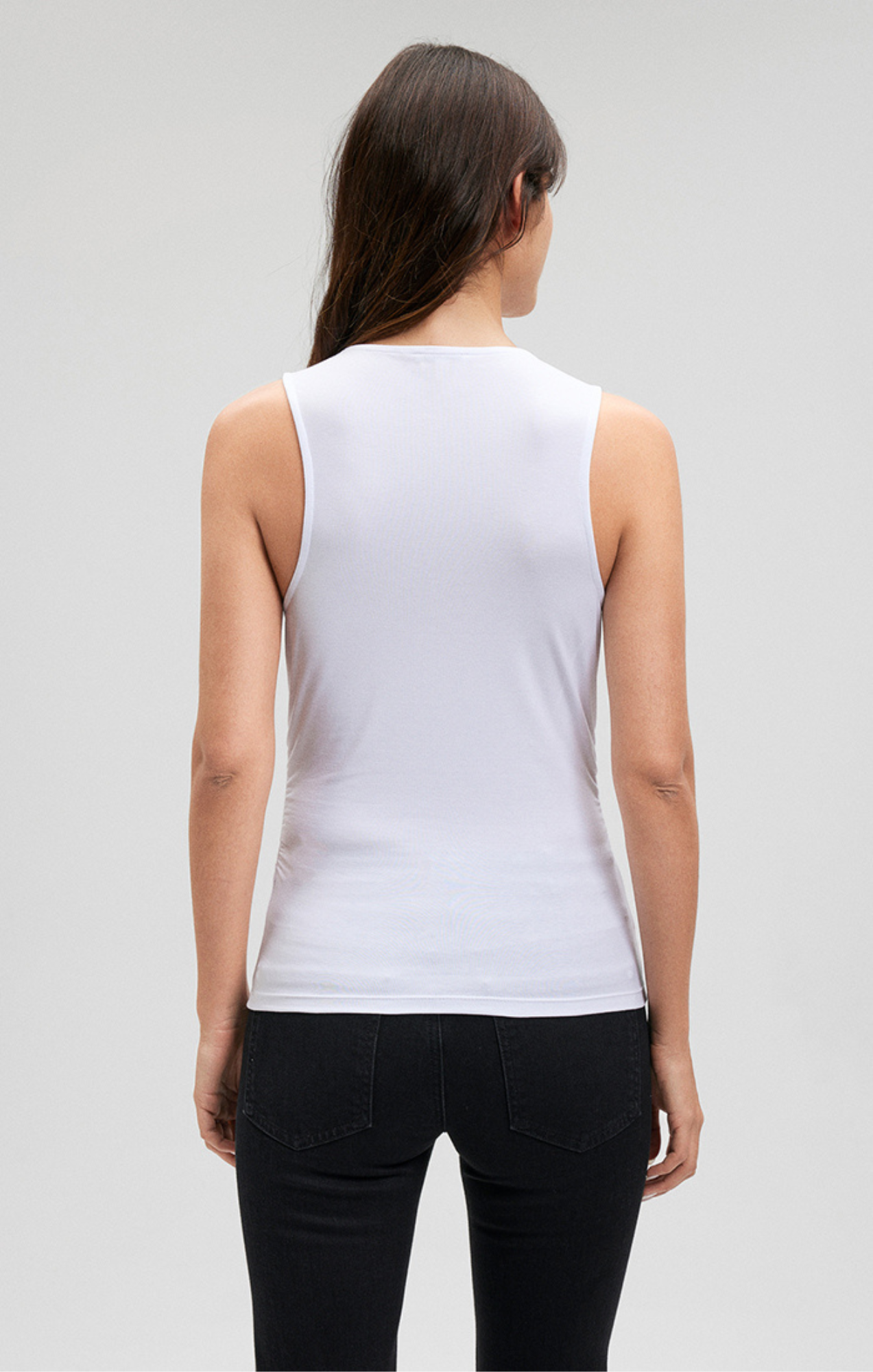 HIGH NECK TANK TOP IN WHITE - Mavi Jeans